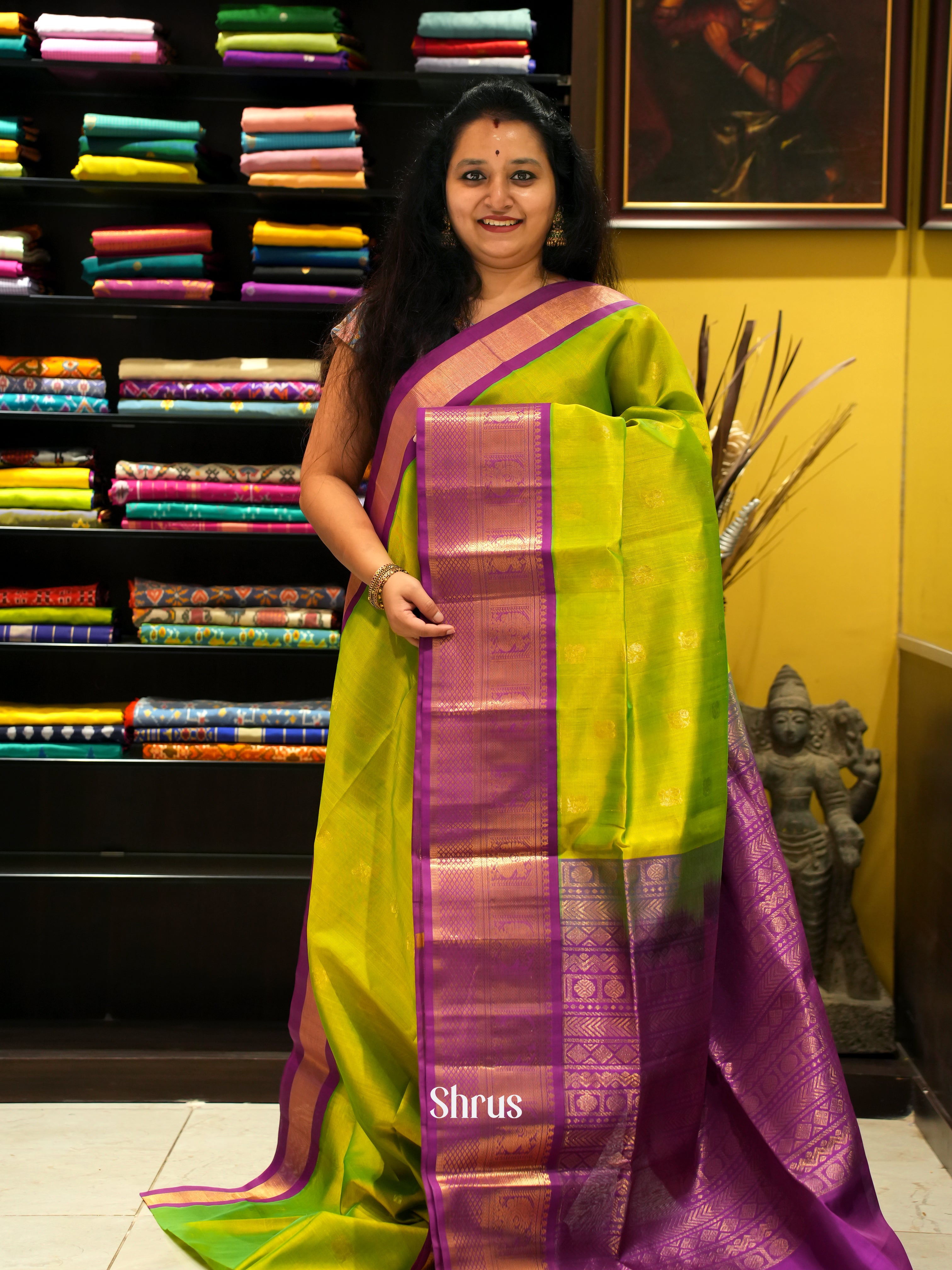 Green & Purple - Silk Cotton Saree