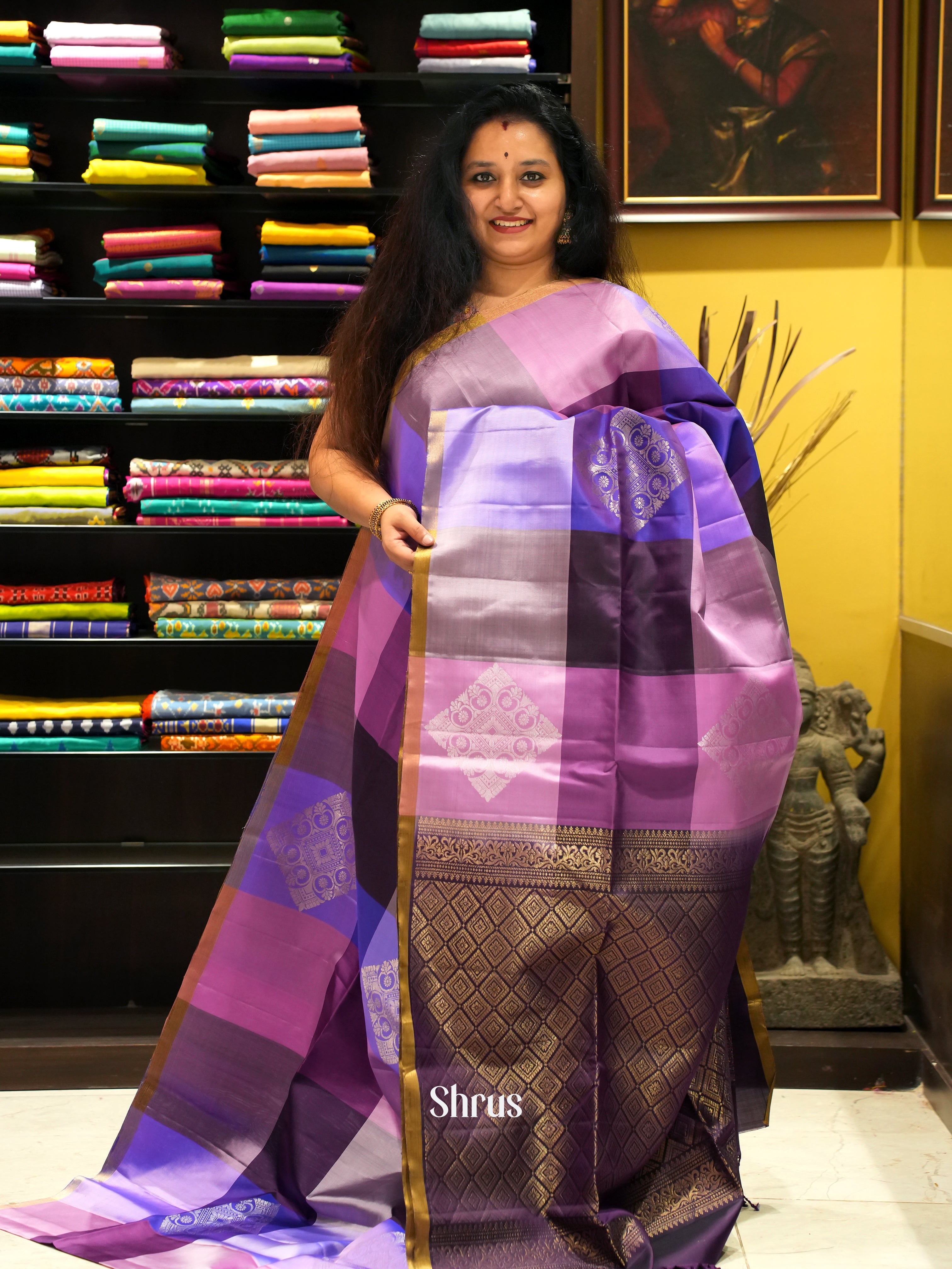 Multicolor & Violet - Soft Silk Saree