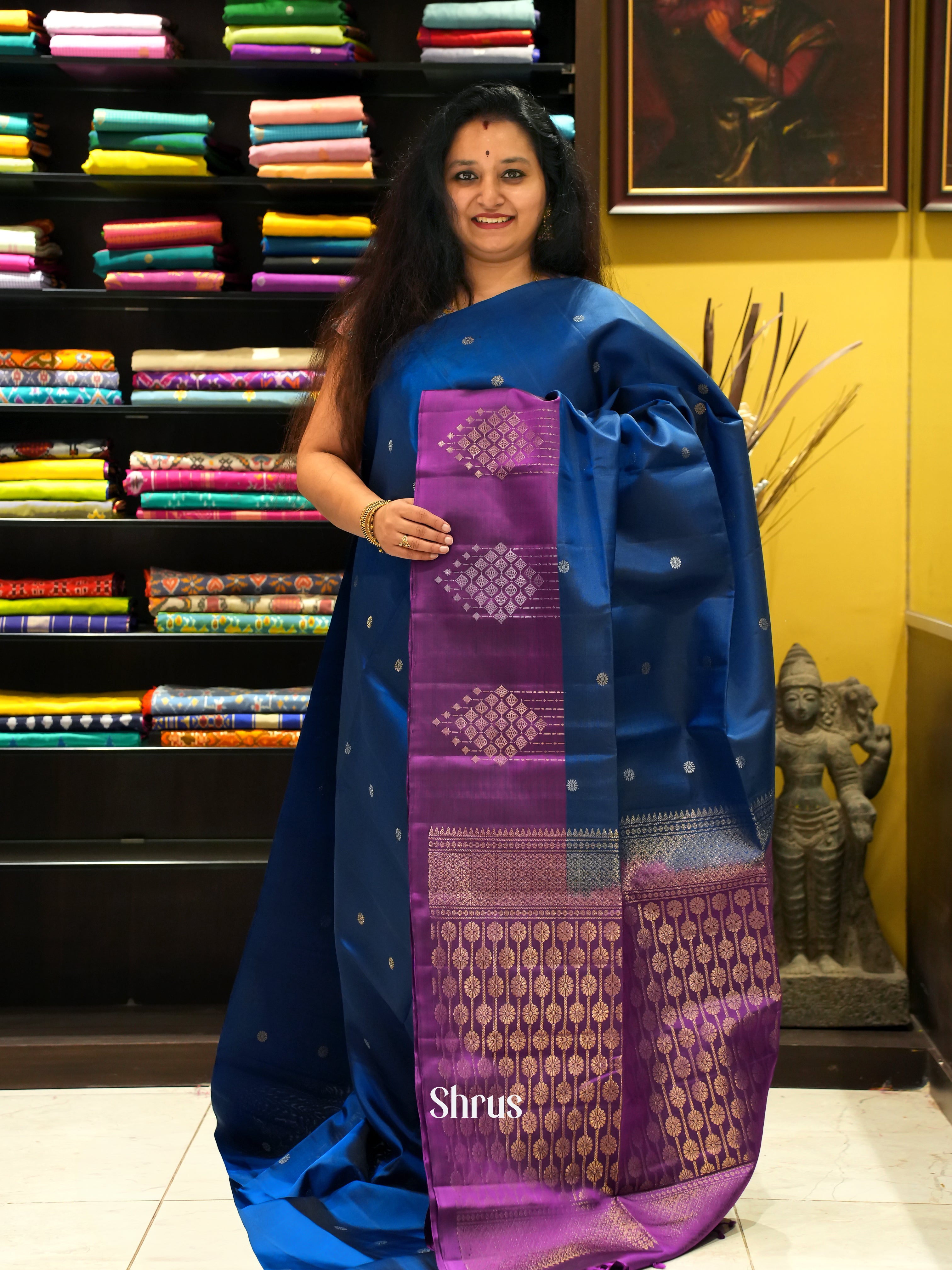 Blue & Purple - Soft Silk Saree