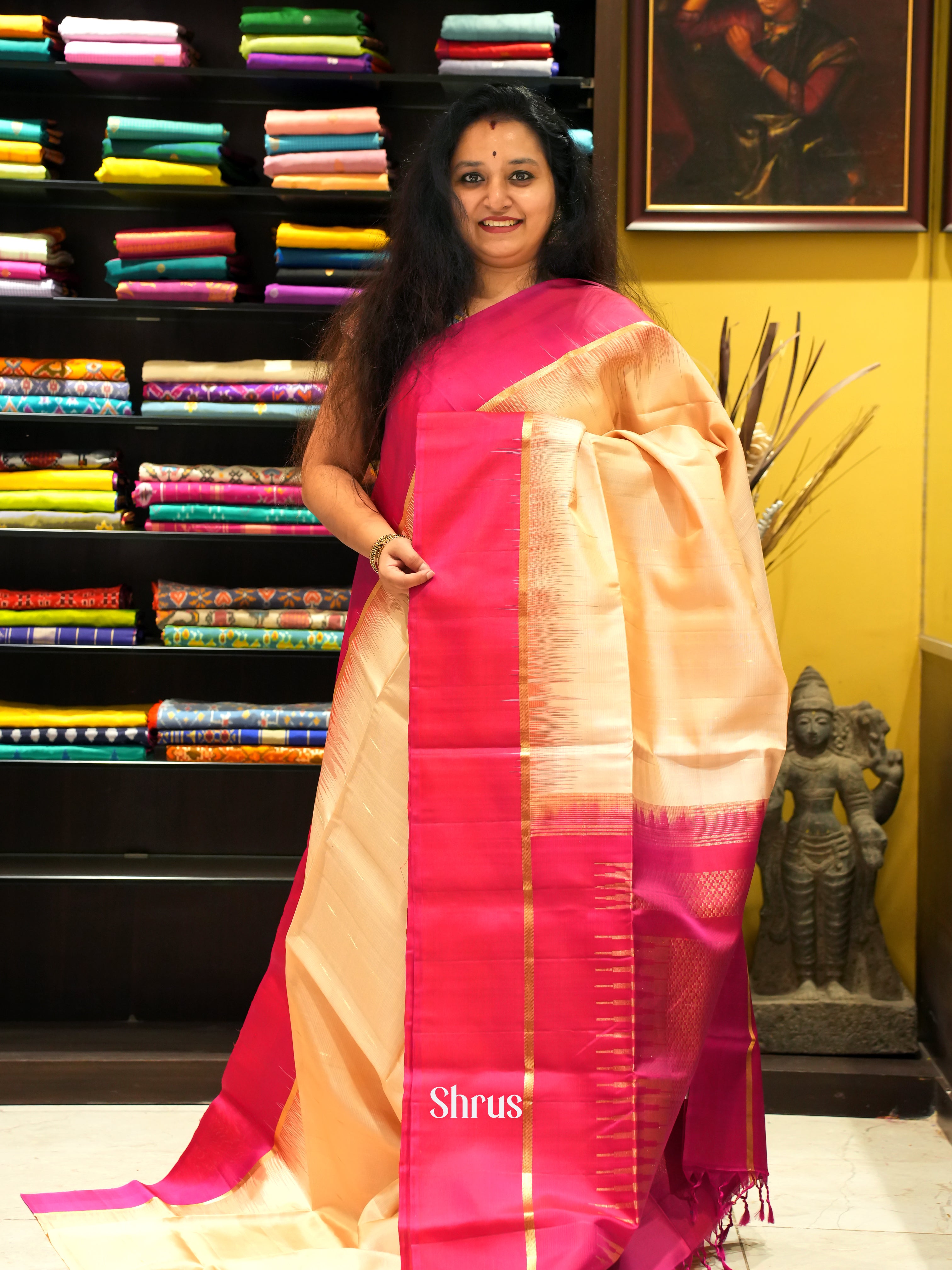 Peach & Pink - Soft Silk Saree