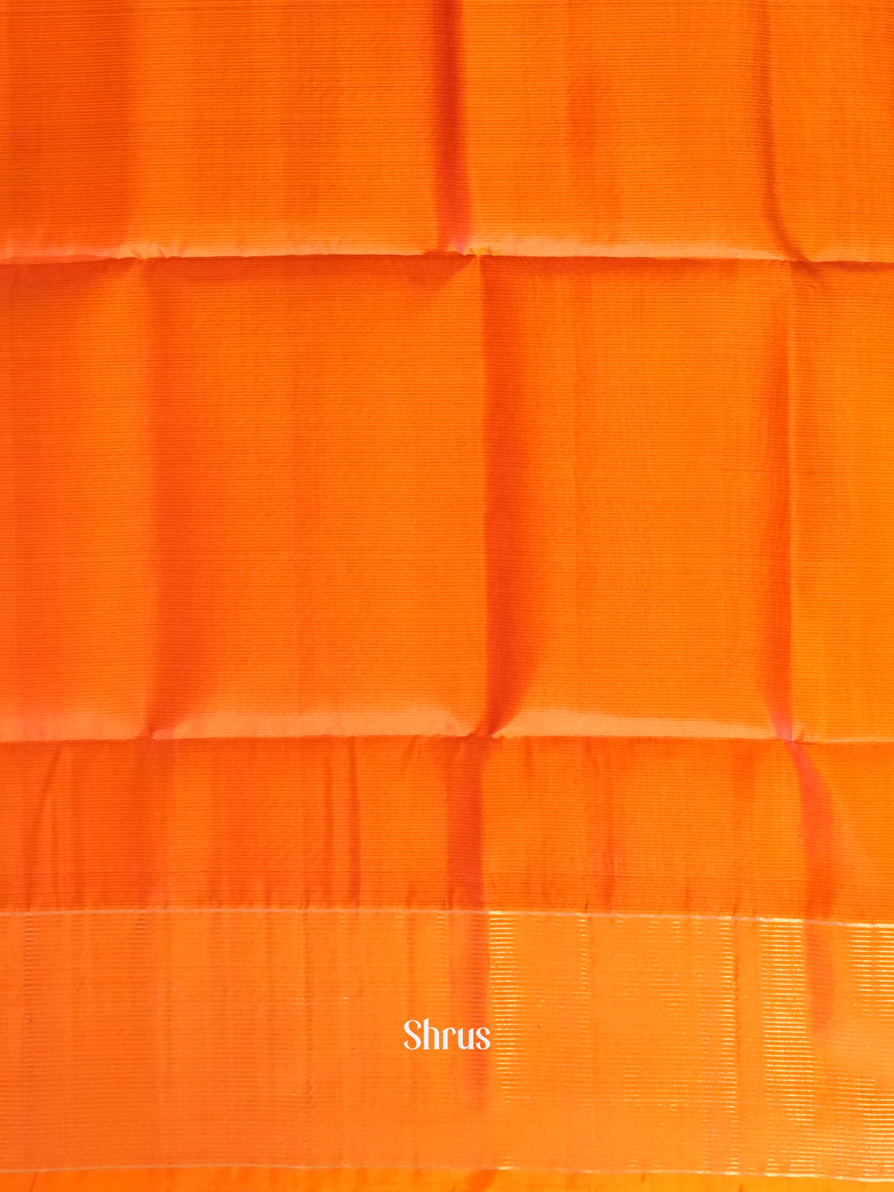 Dark Green & Orange - Soft Silk Saree