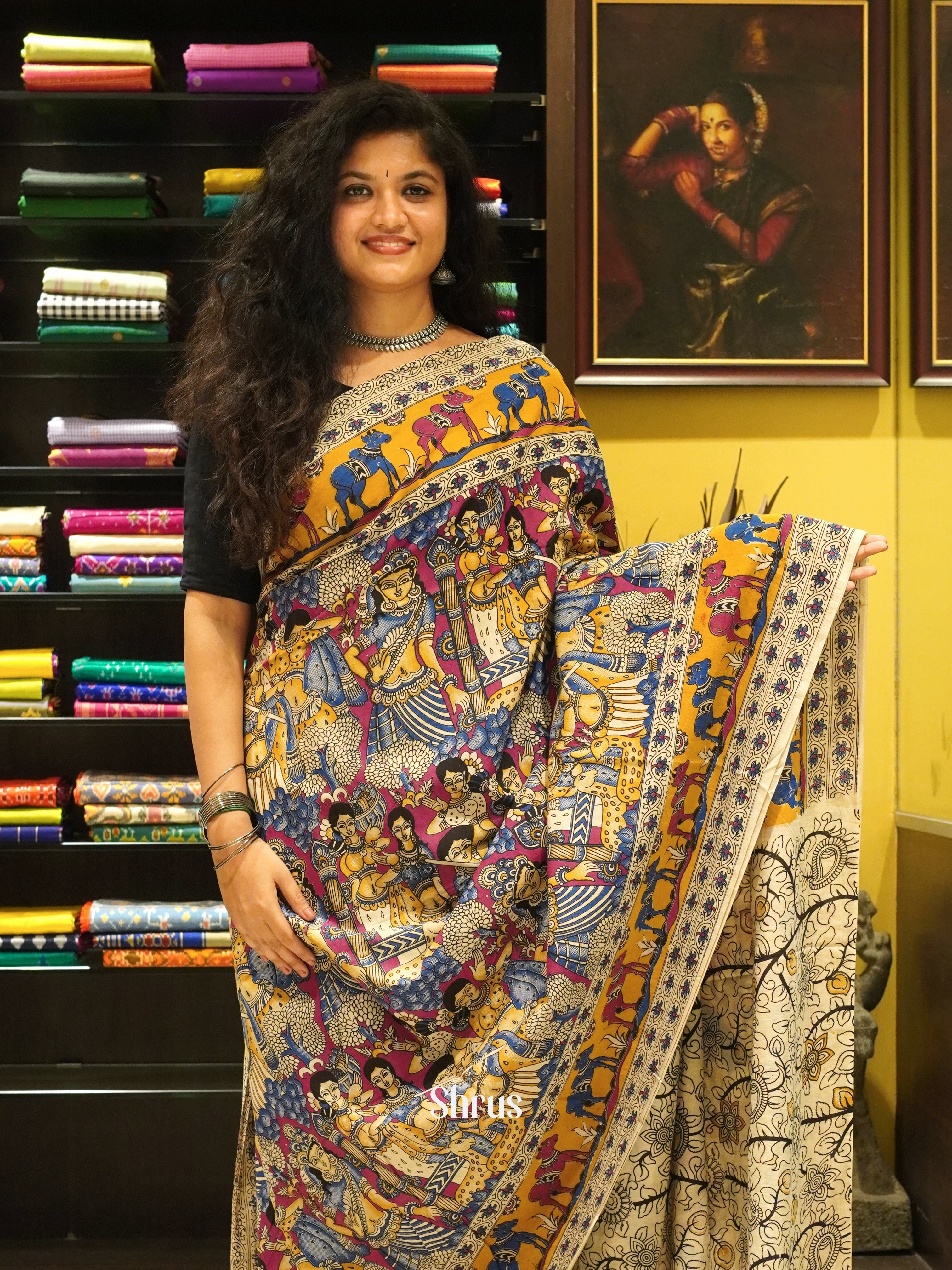 Pink & Yellow - kalamkari-cotton