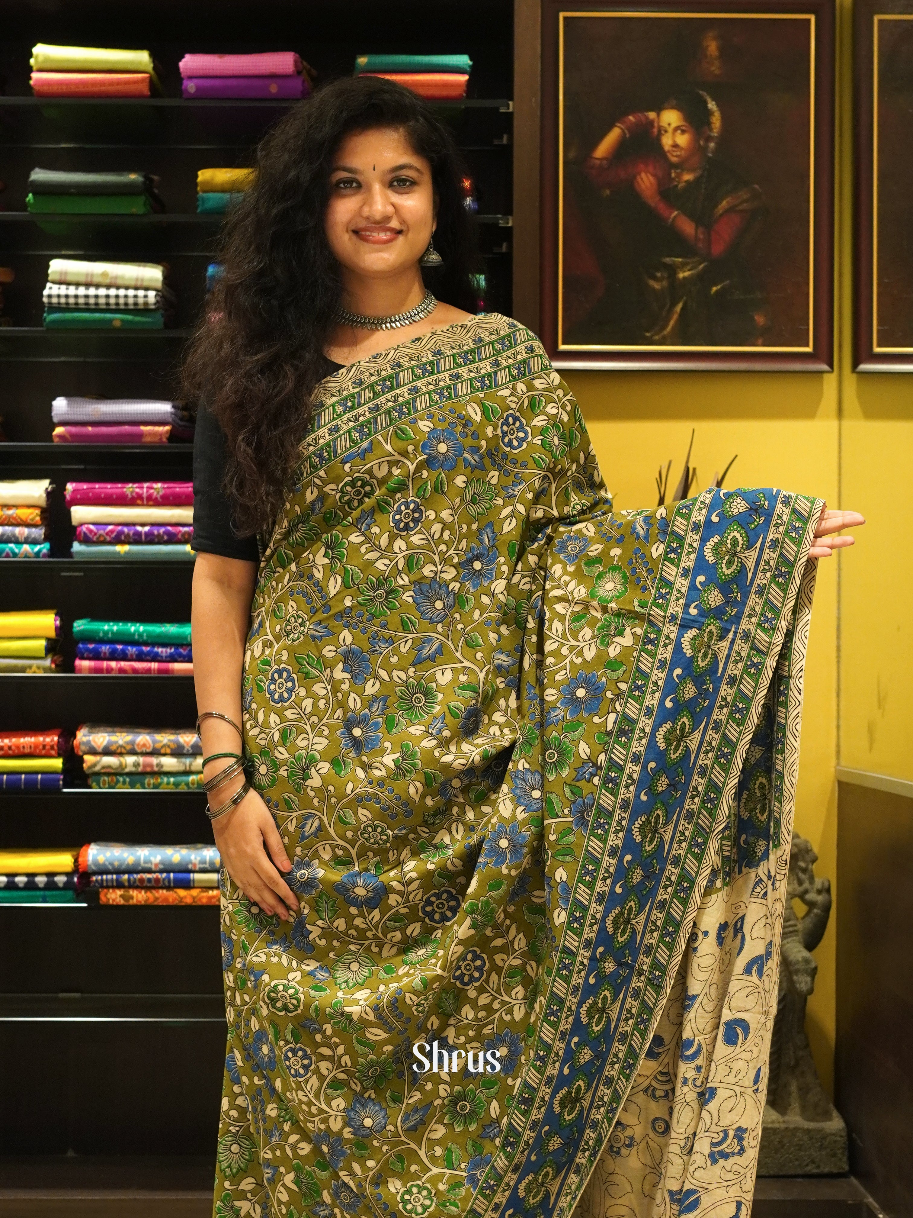 Green & Blue - kalamkari-cotton