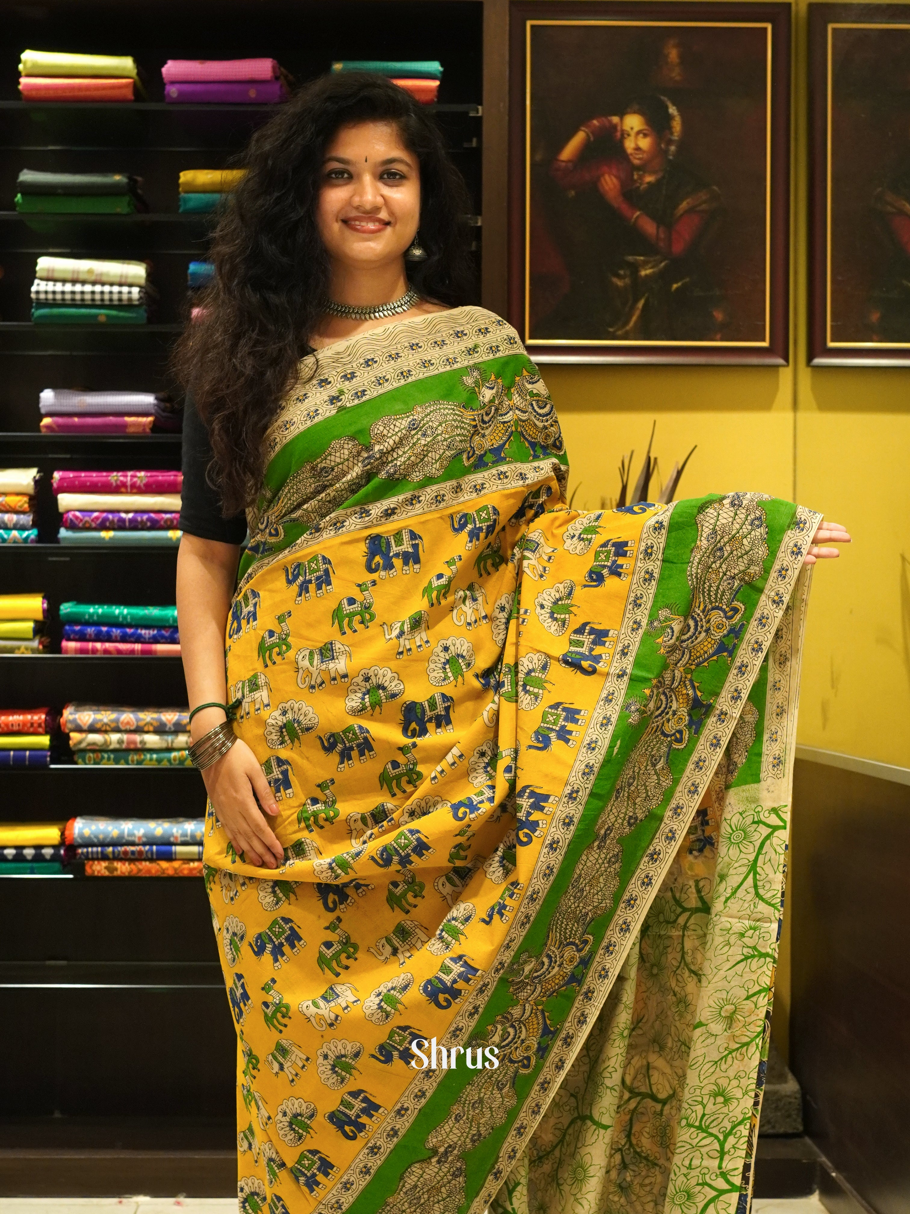 Yellow & Green - kalamkari-cotton