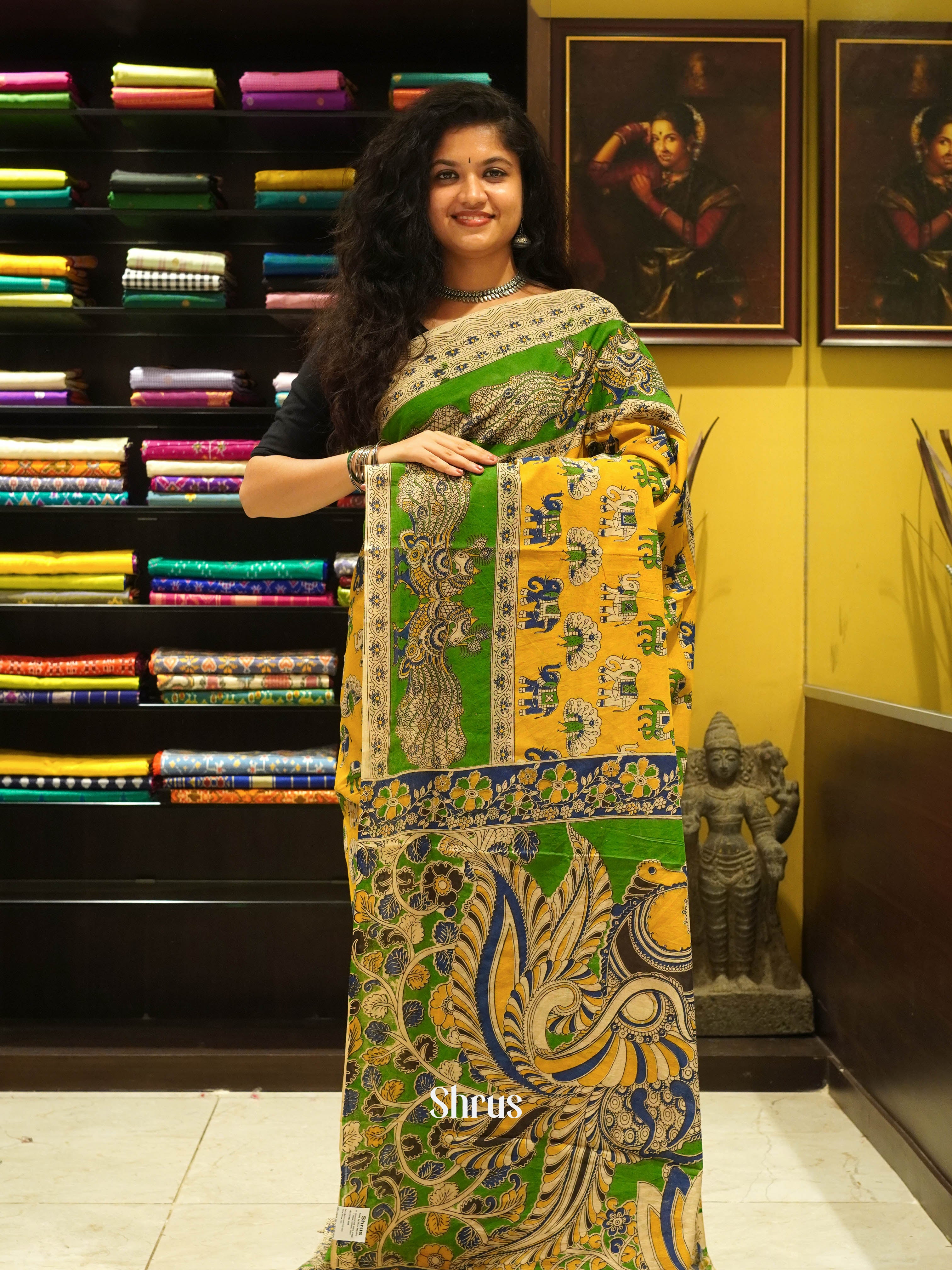 Yellow & Green - kalamkari-cotton