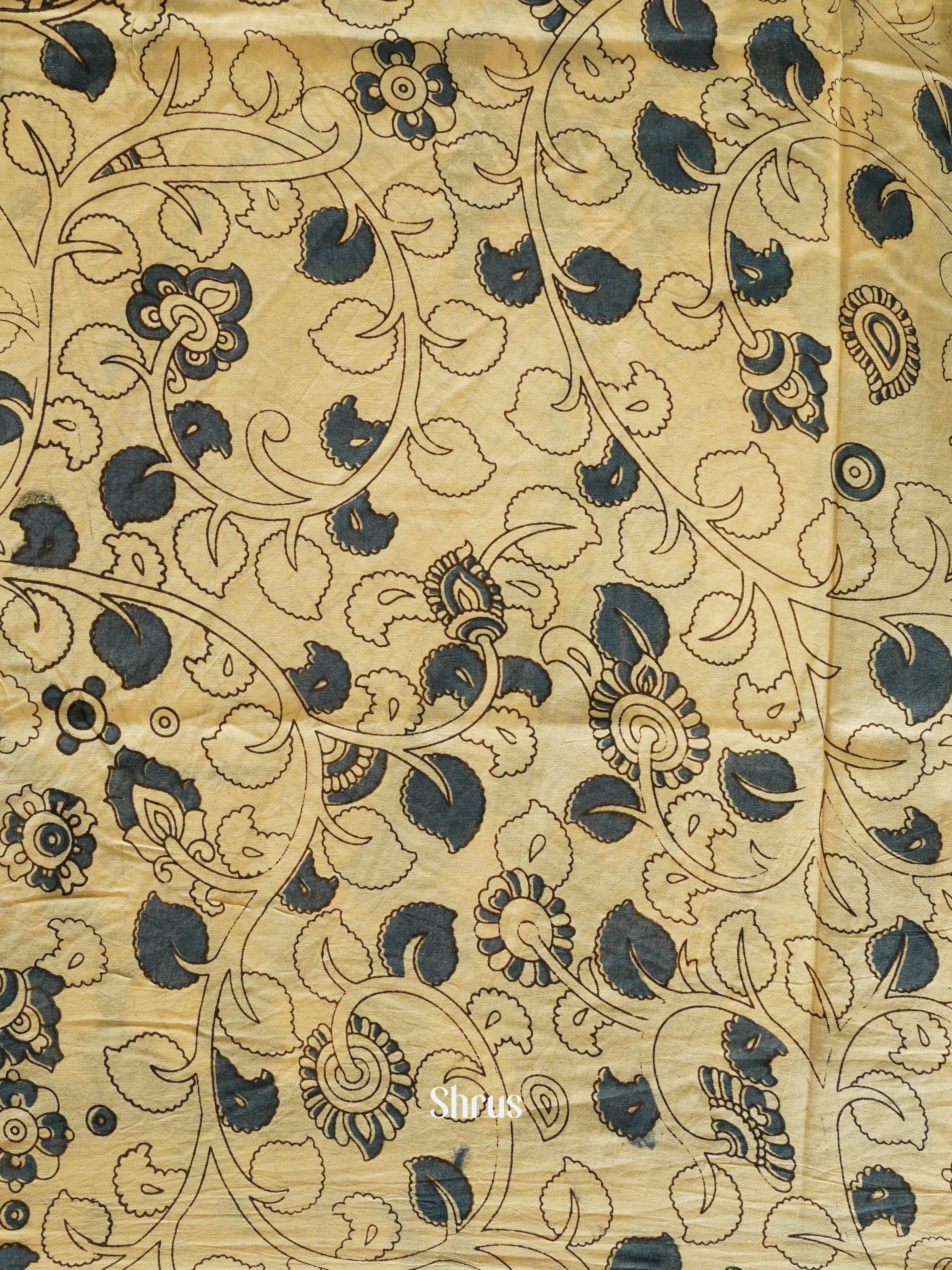 Beige & Blue -kalamkari-cotton