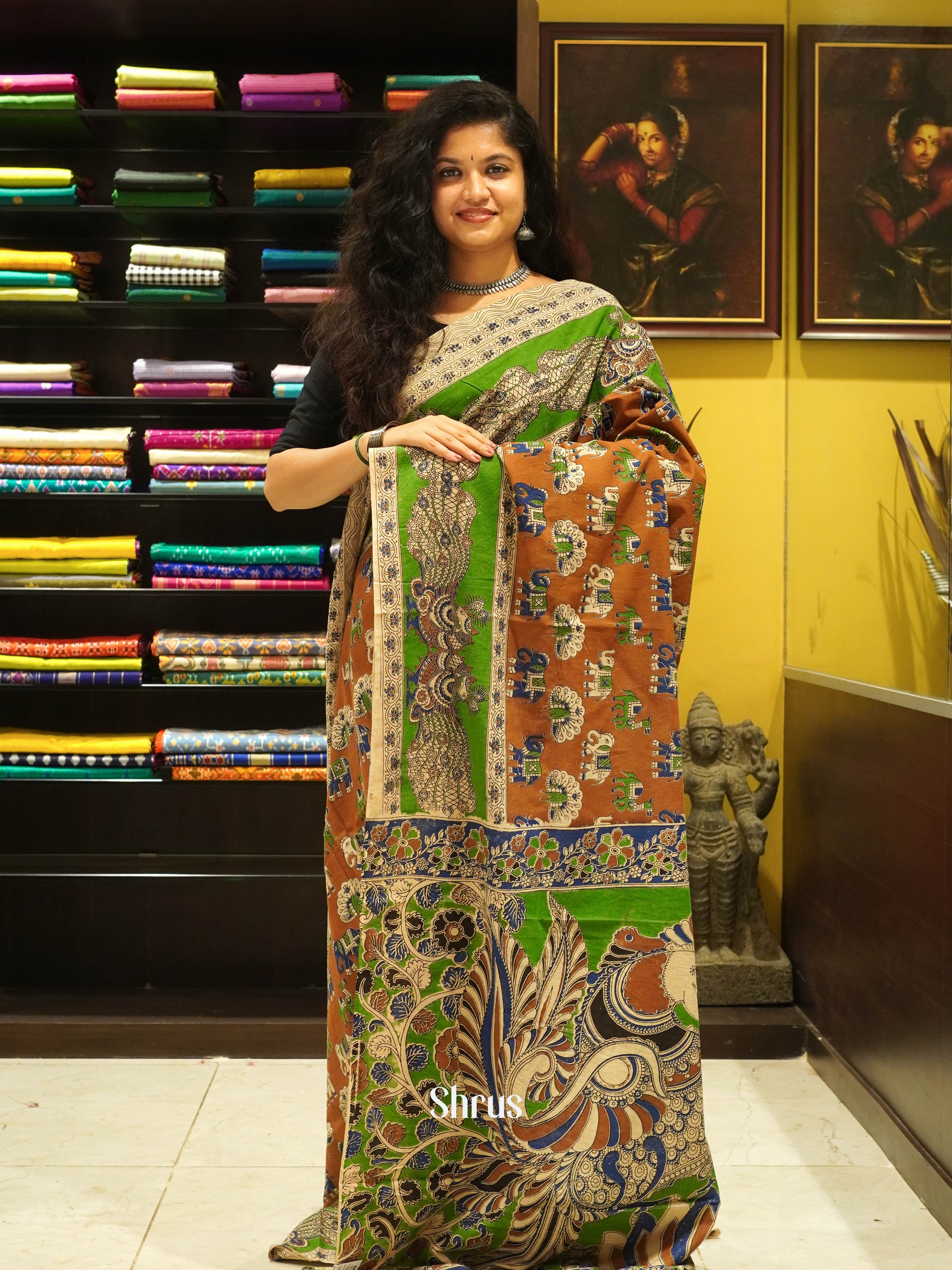 Brown & Green - kalamkari-cotton