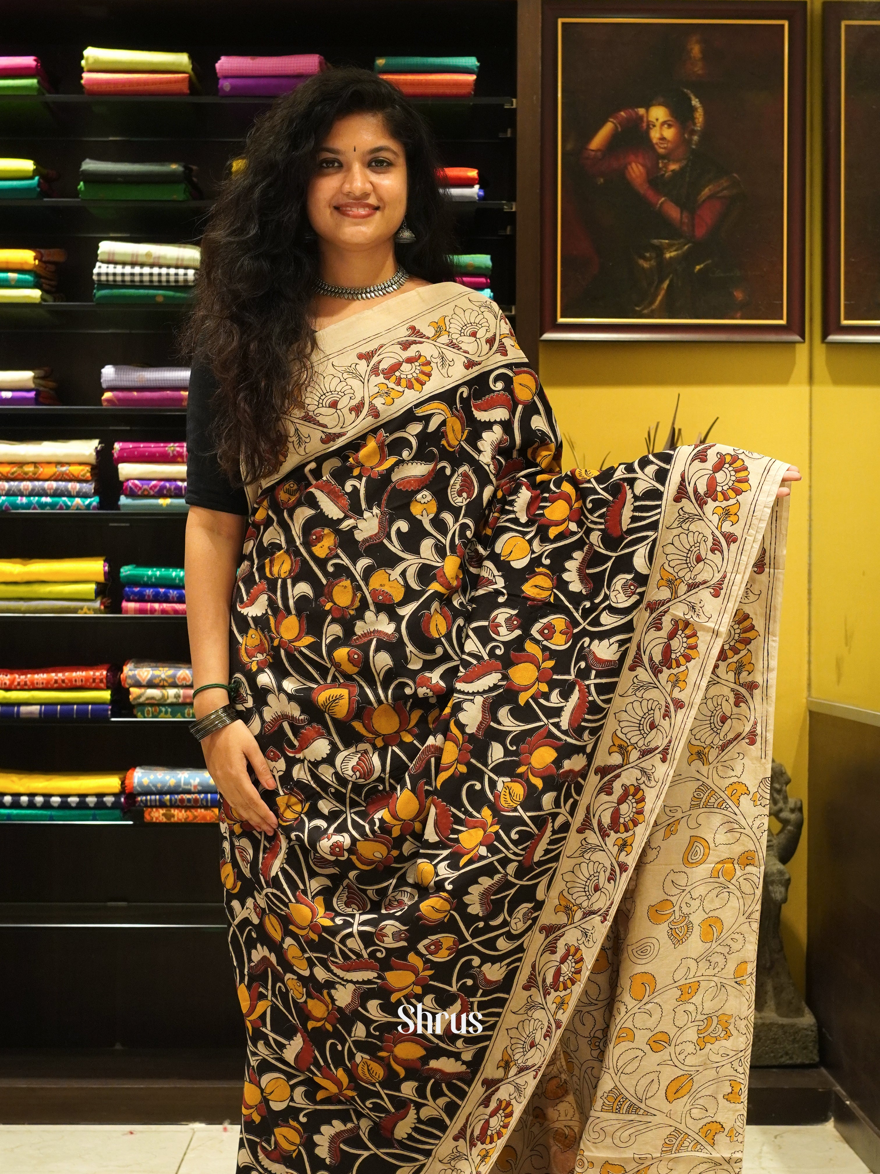 Black & Beige - kalamkari-cotton