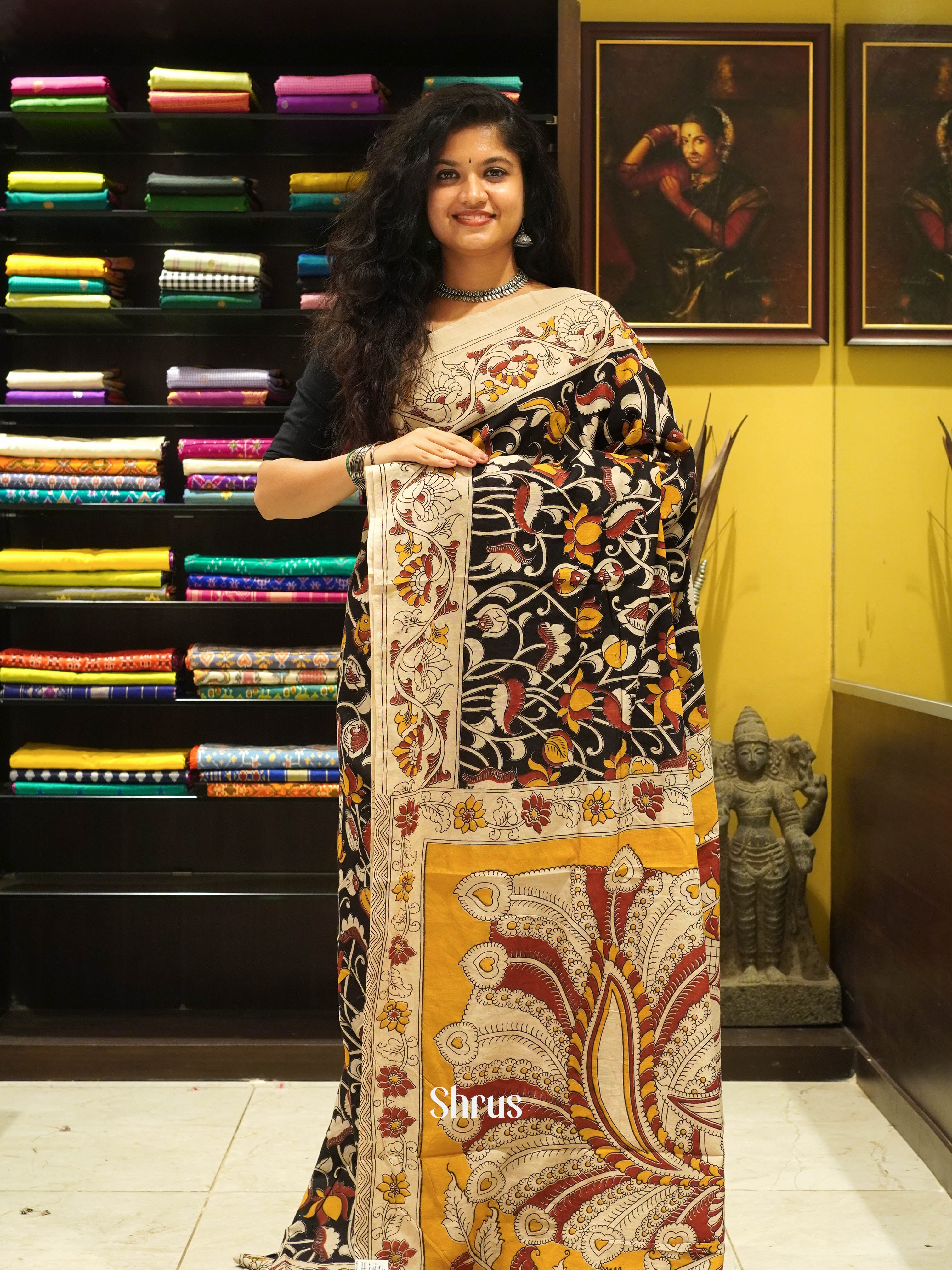 Black & Beige - kalamkari-cotton