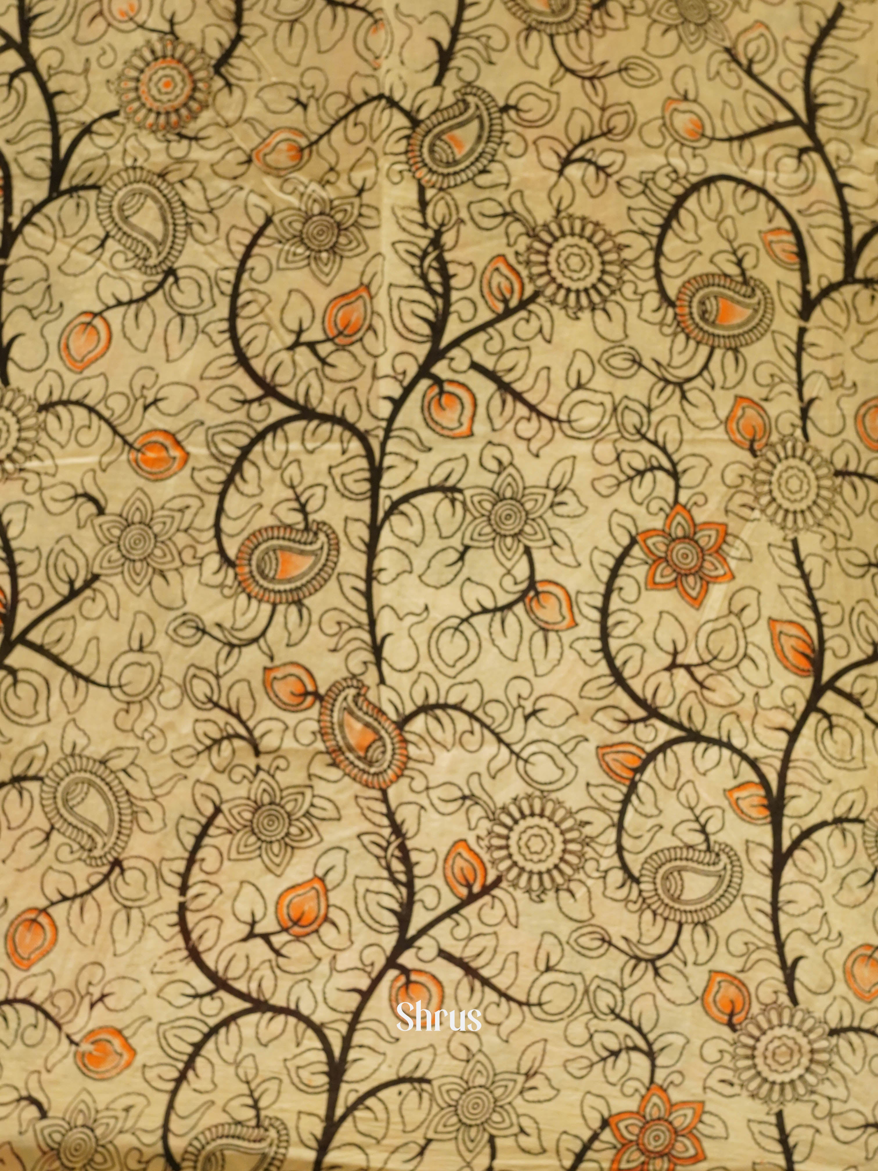 Grey & Orange - kalamkari-cotton