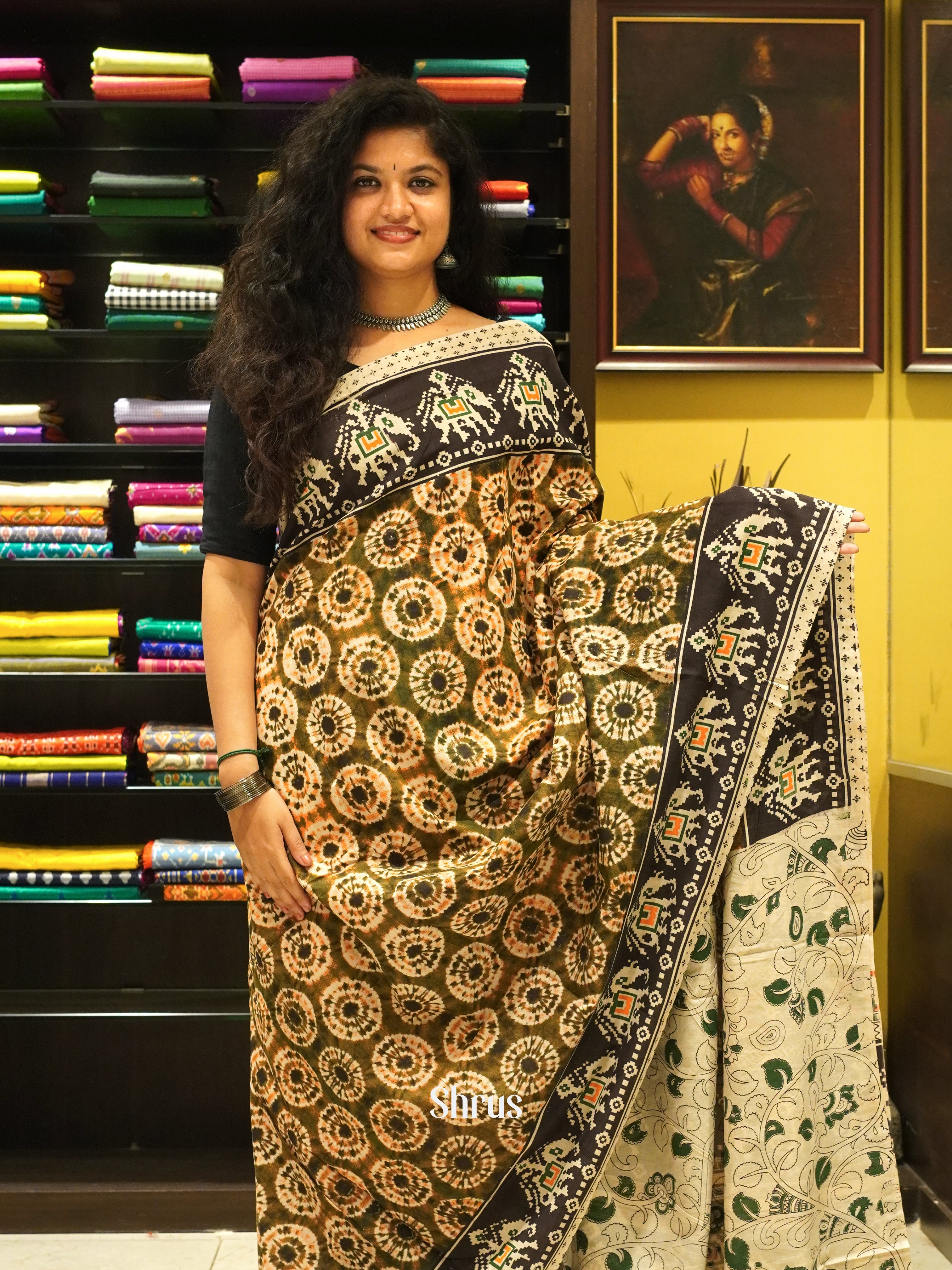 Brown & Black - kalamkari-cotton