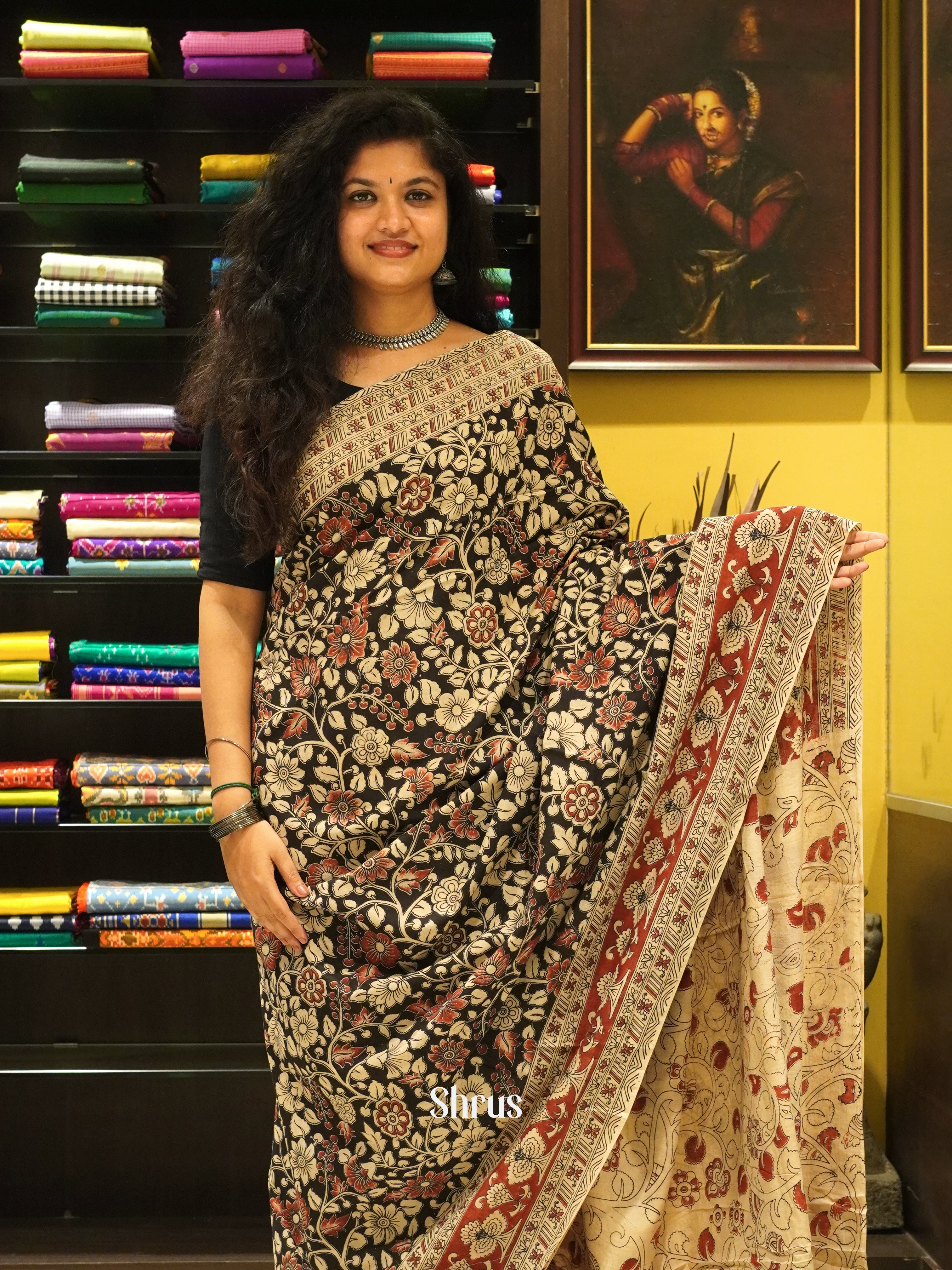 Black & Beige - kalamkari-cotton