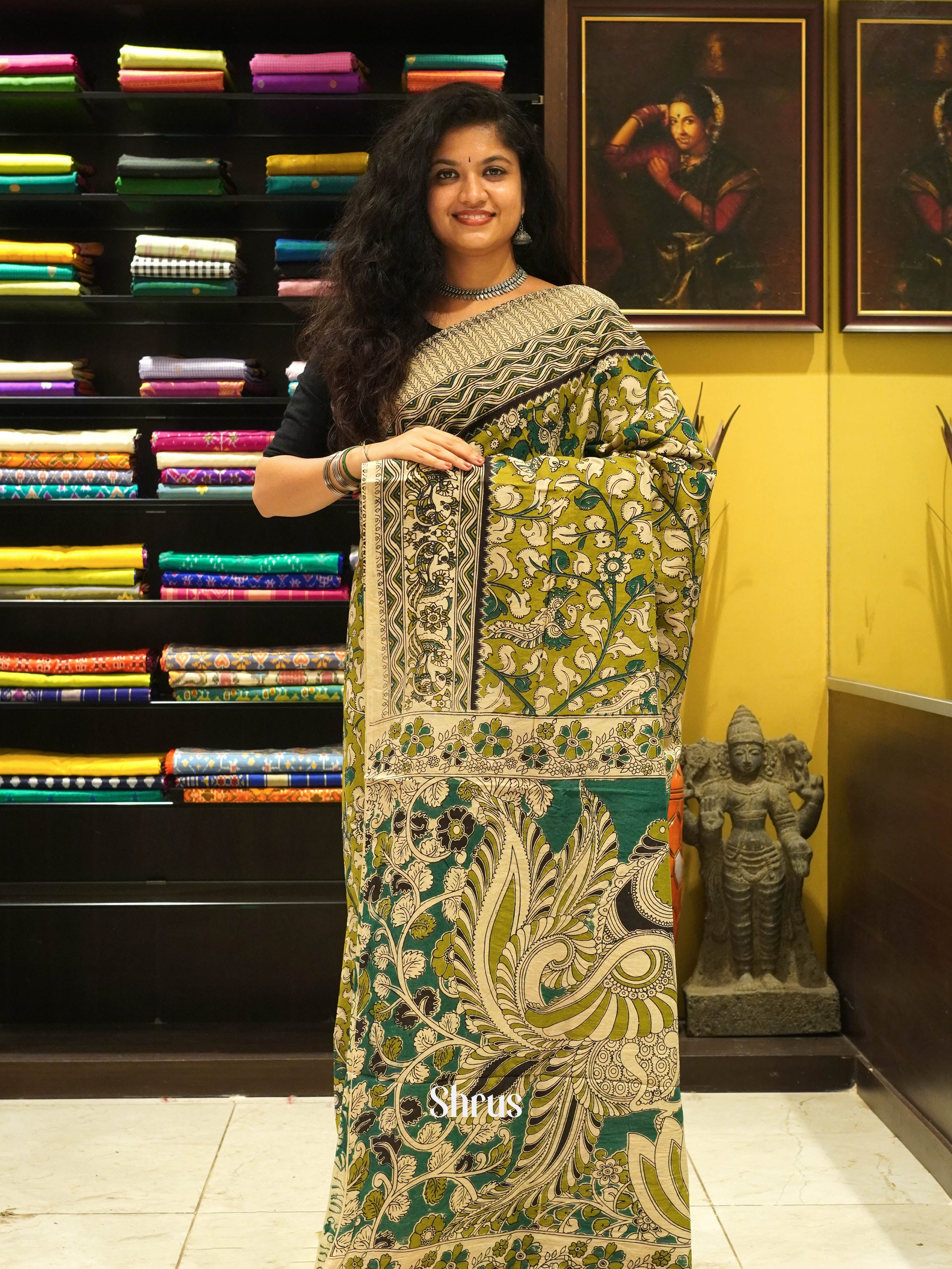 Green & Beige - kalamkari-cotton