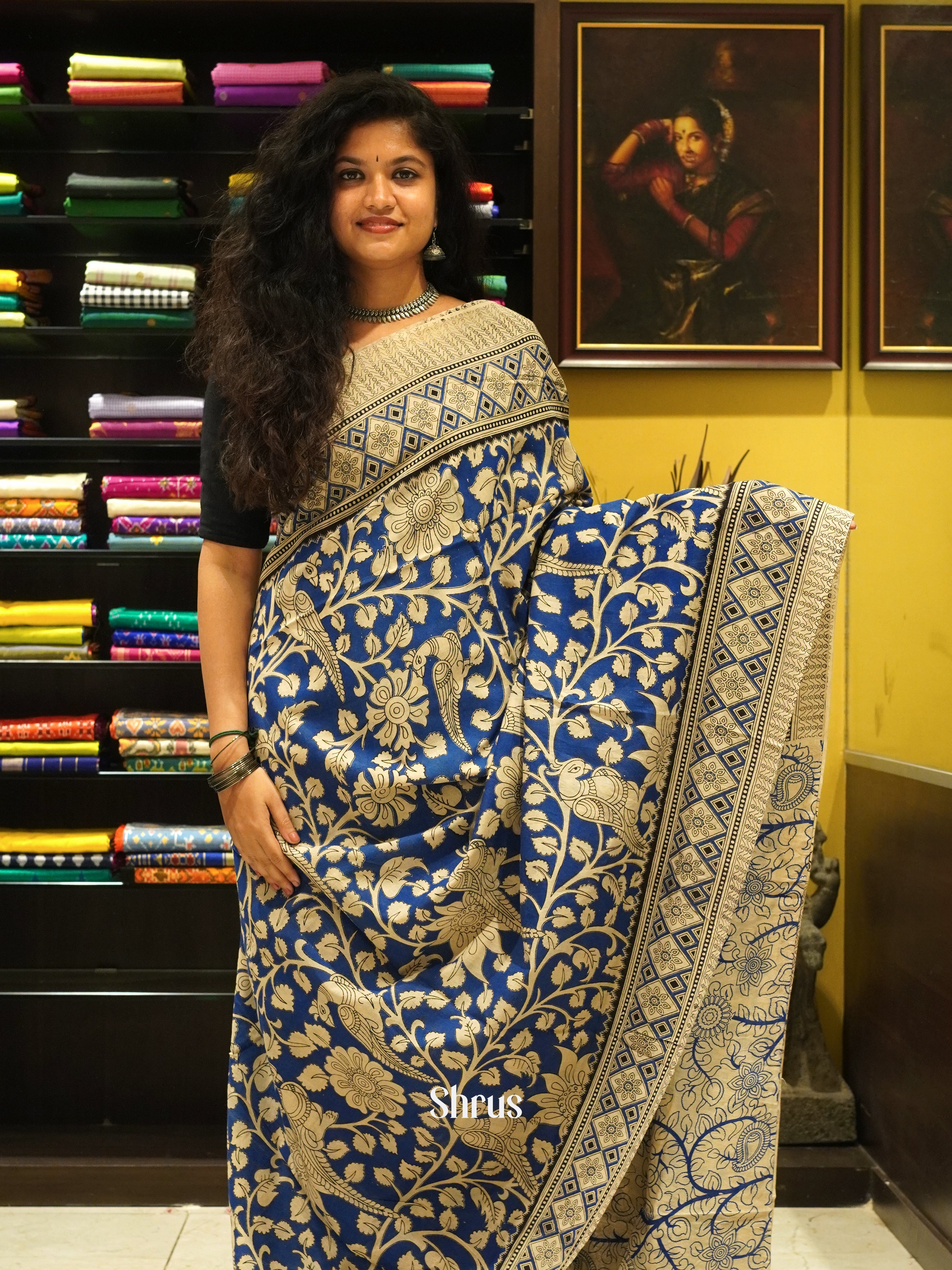 Blue & Beige - kalamkari-cotton