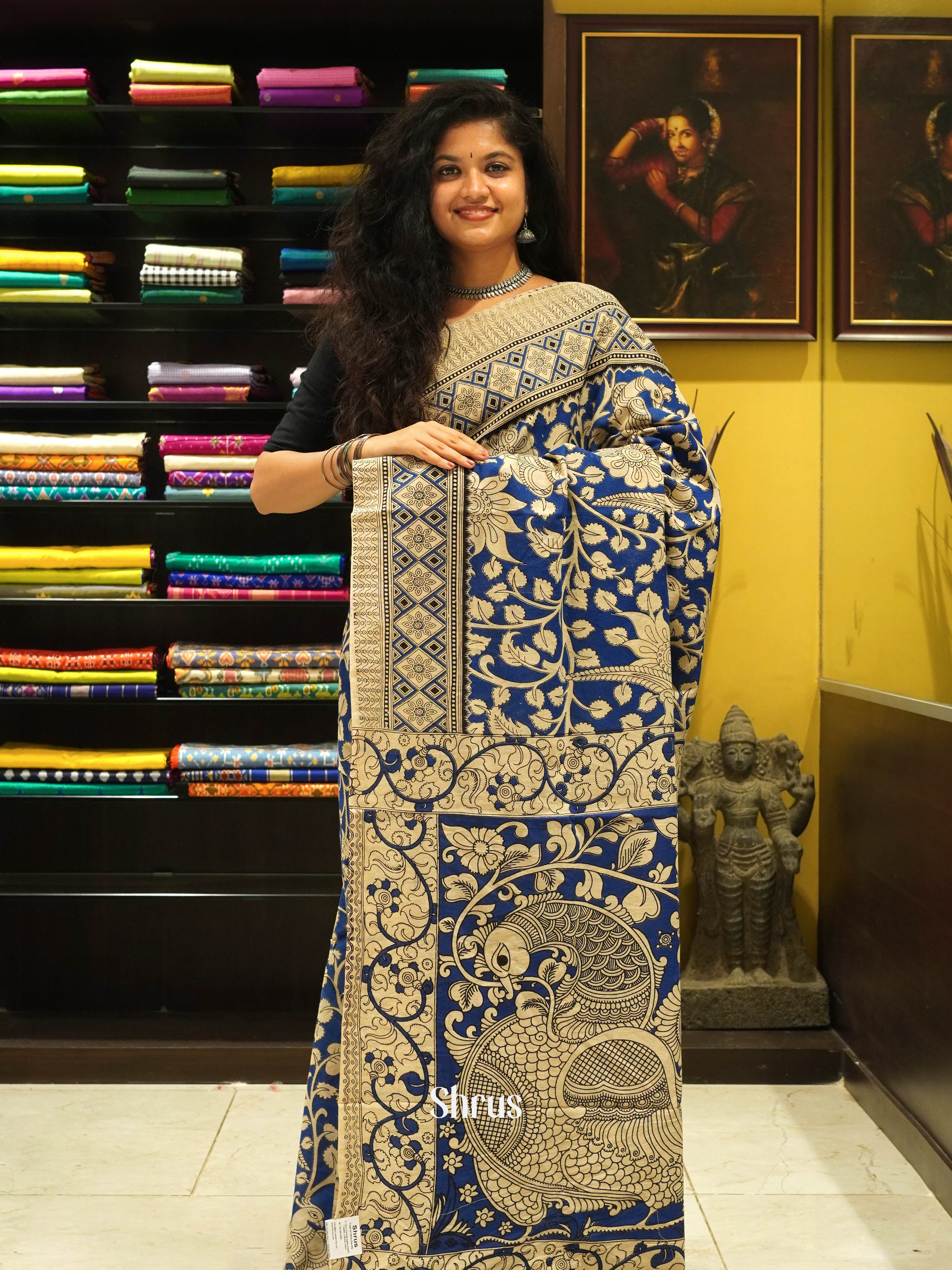 Blue & Beige - kalamkari-cotton