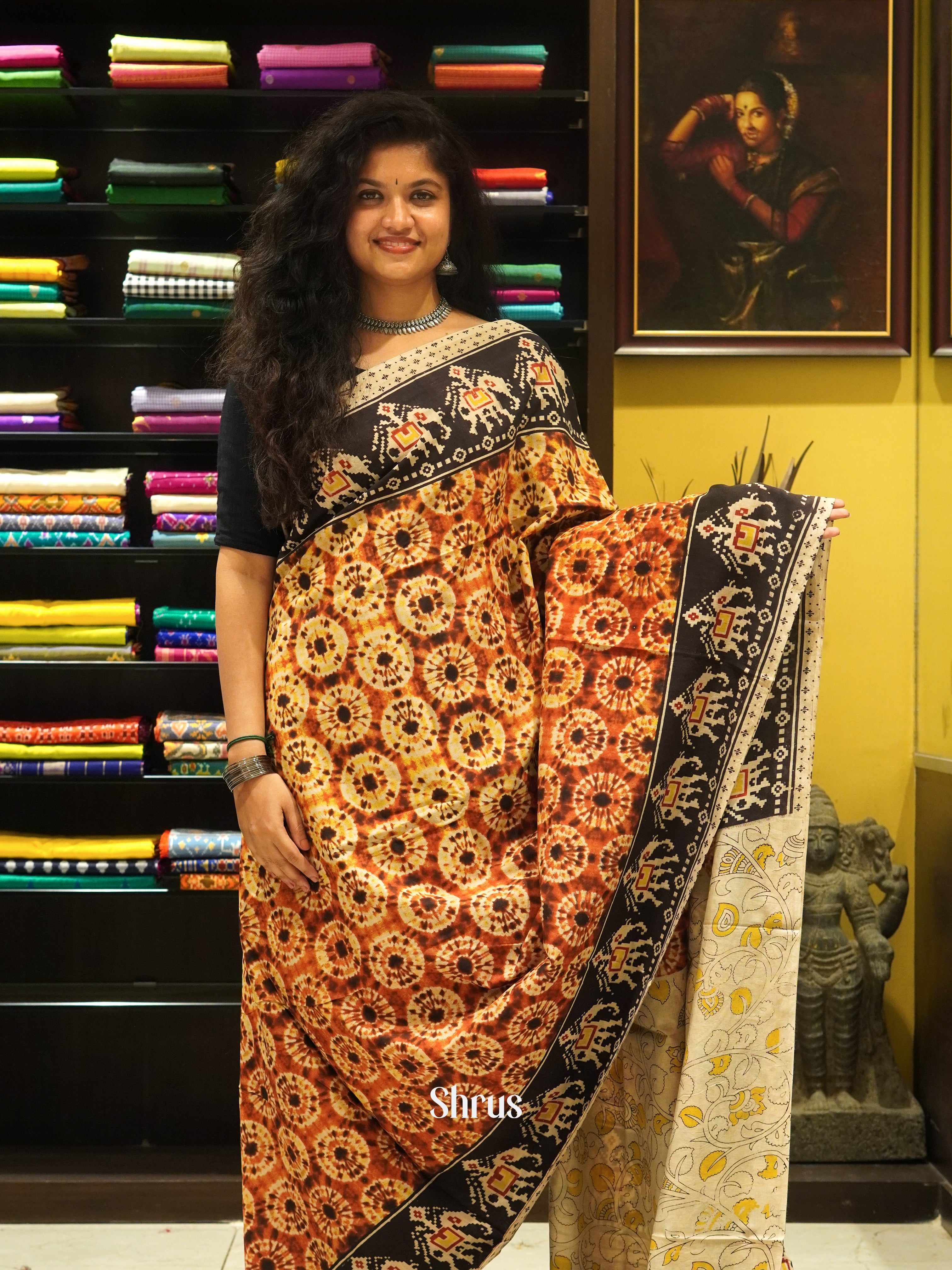 Brick & Black - kalamkari-cotton