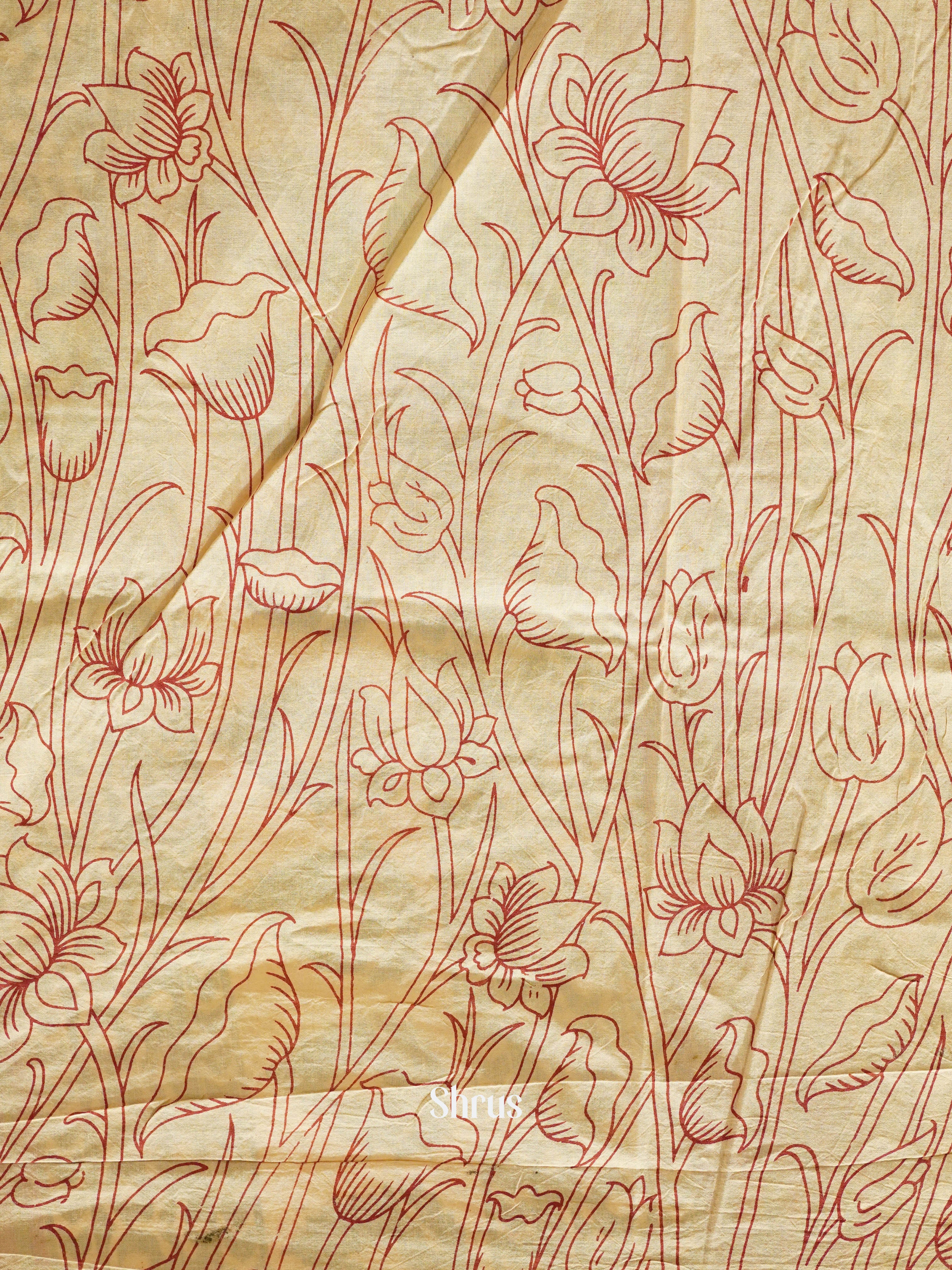 Greenish Grey &   Red - kalamkari-cotton