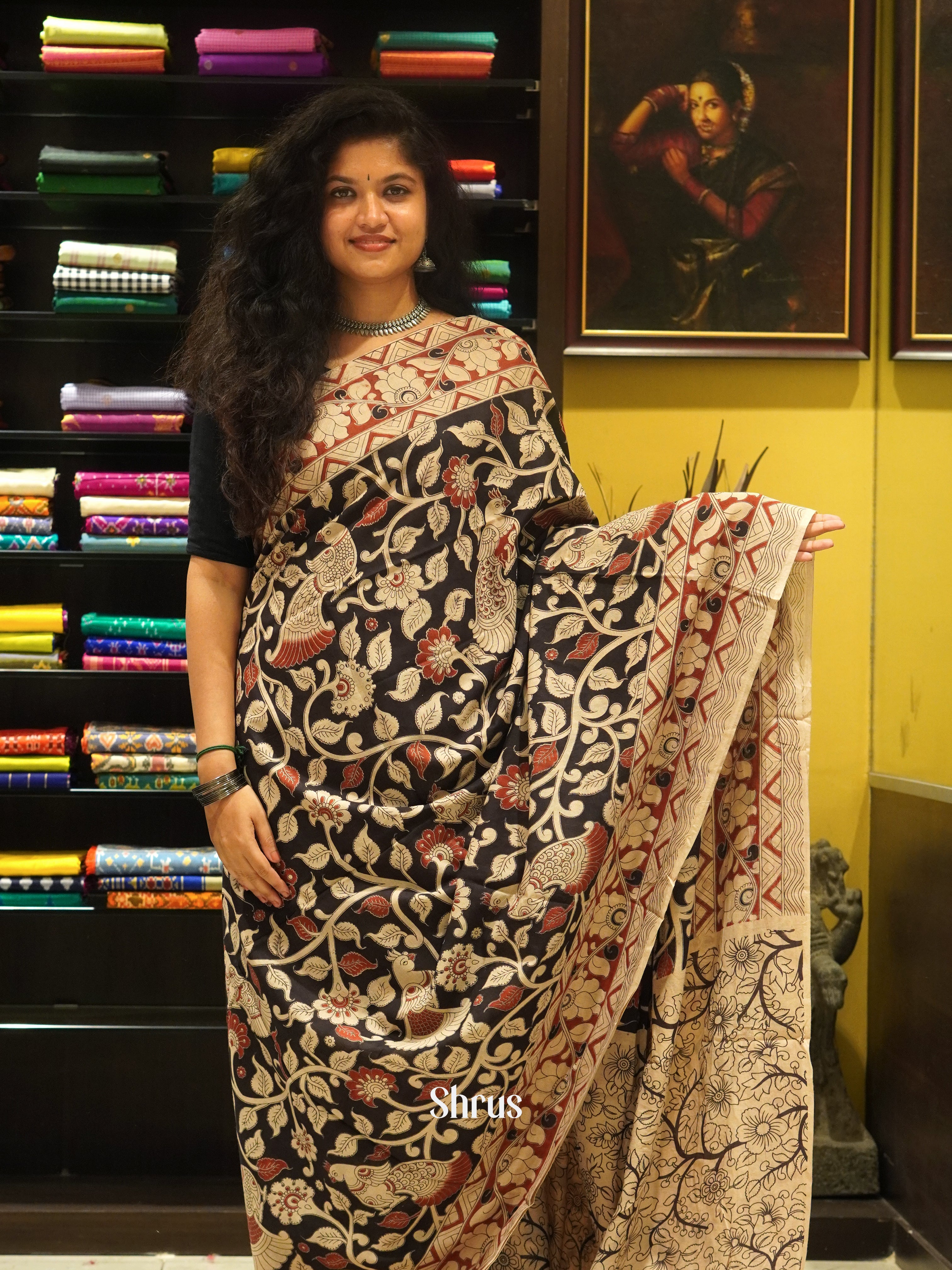 Black & Beige - kalamkari-cotton