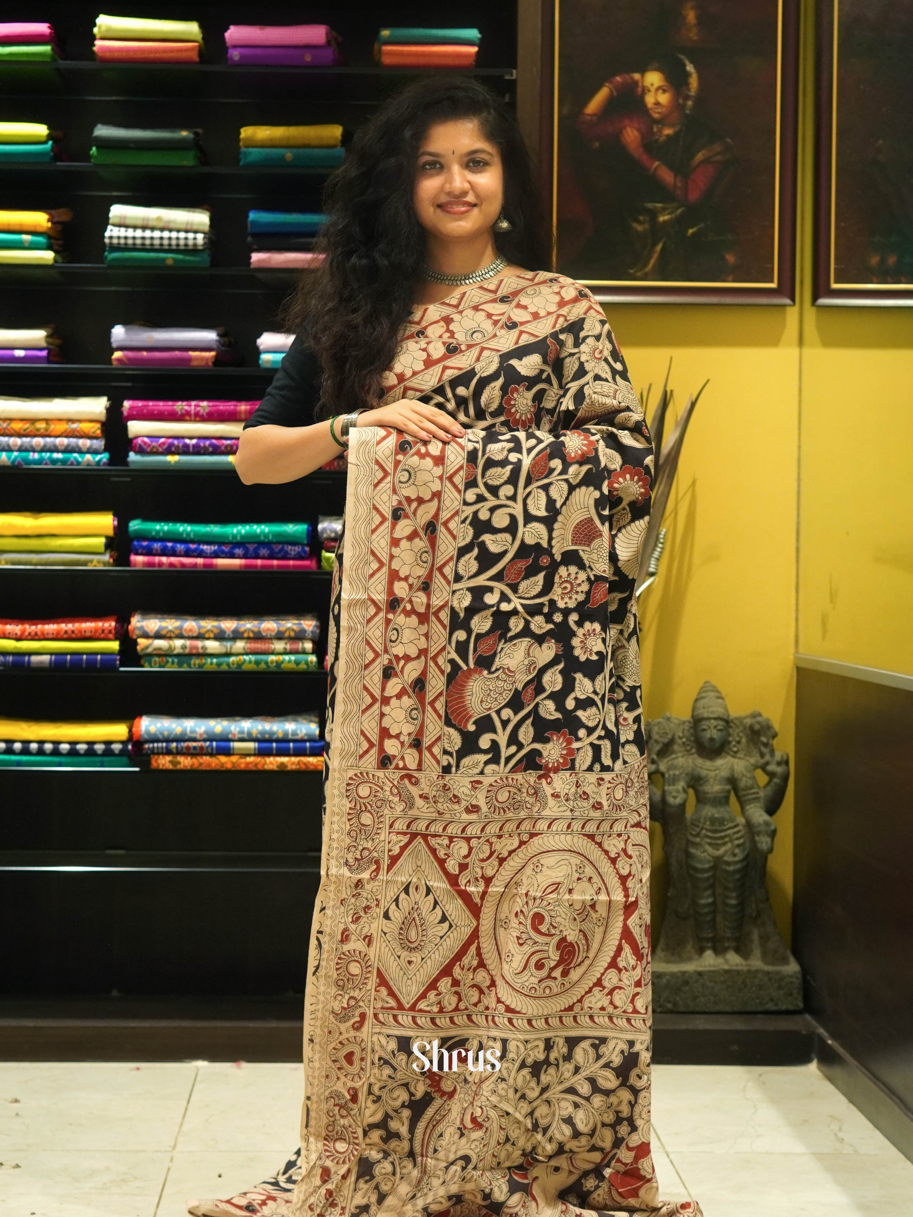 Black & Beige - kalamkari-cotton