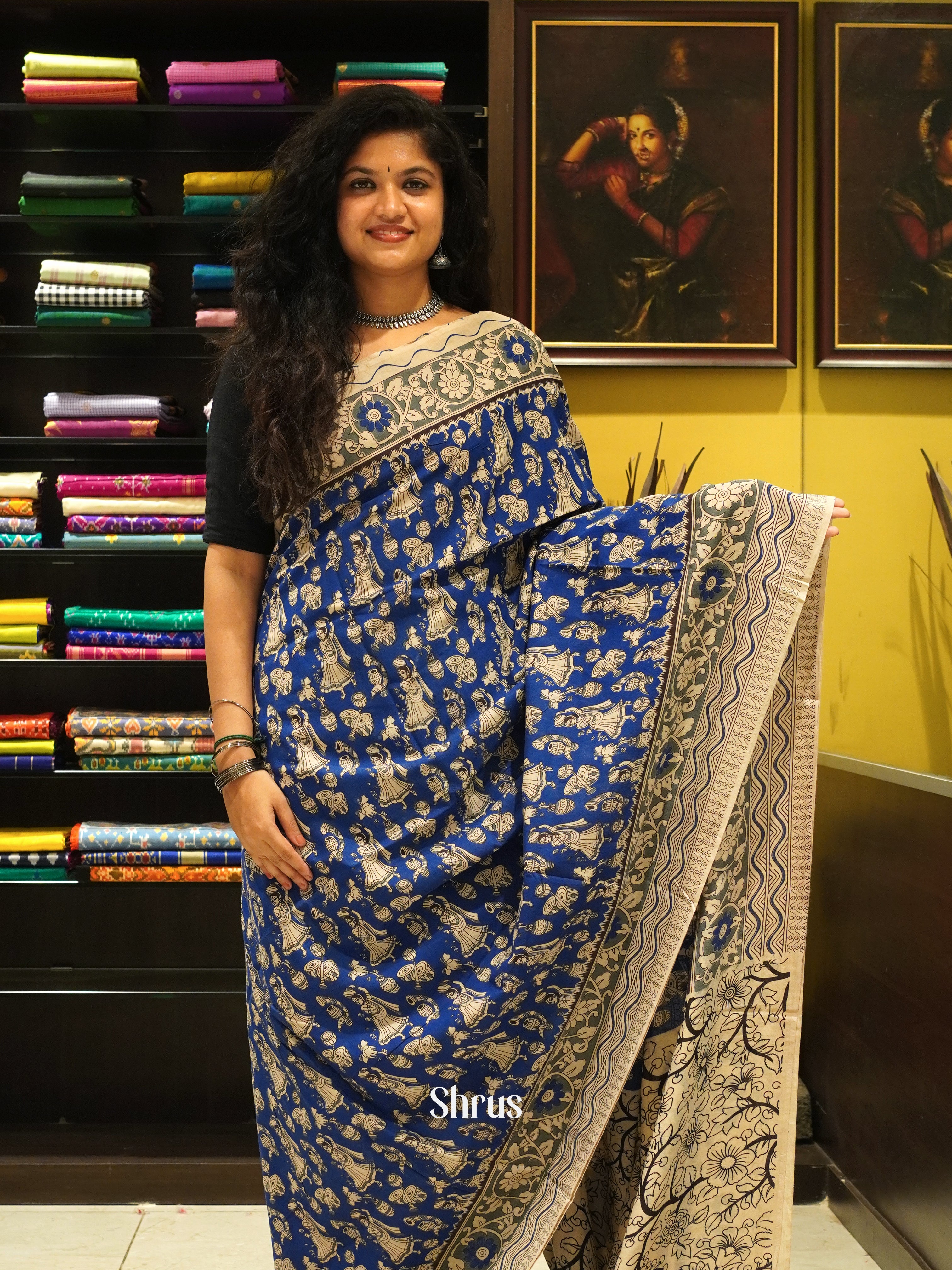 Blue & Beige - kalamkari-cotton