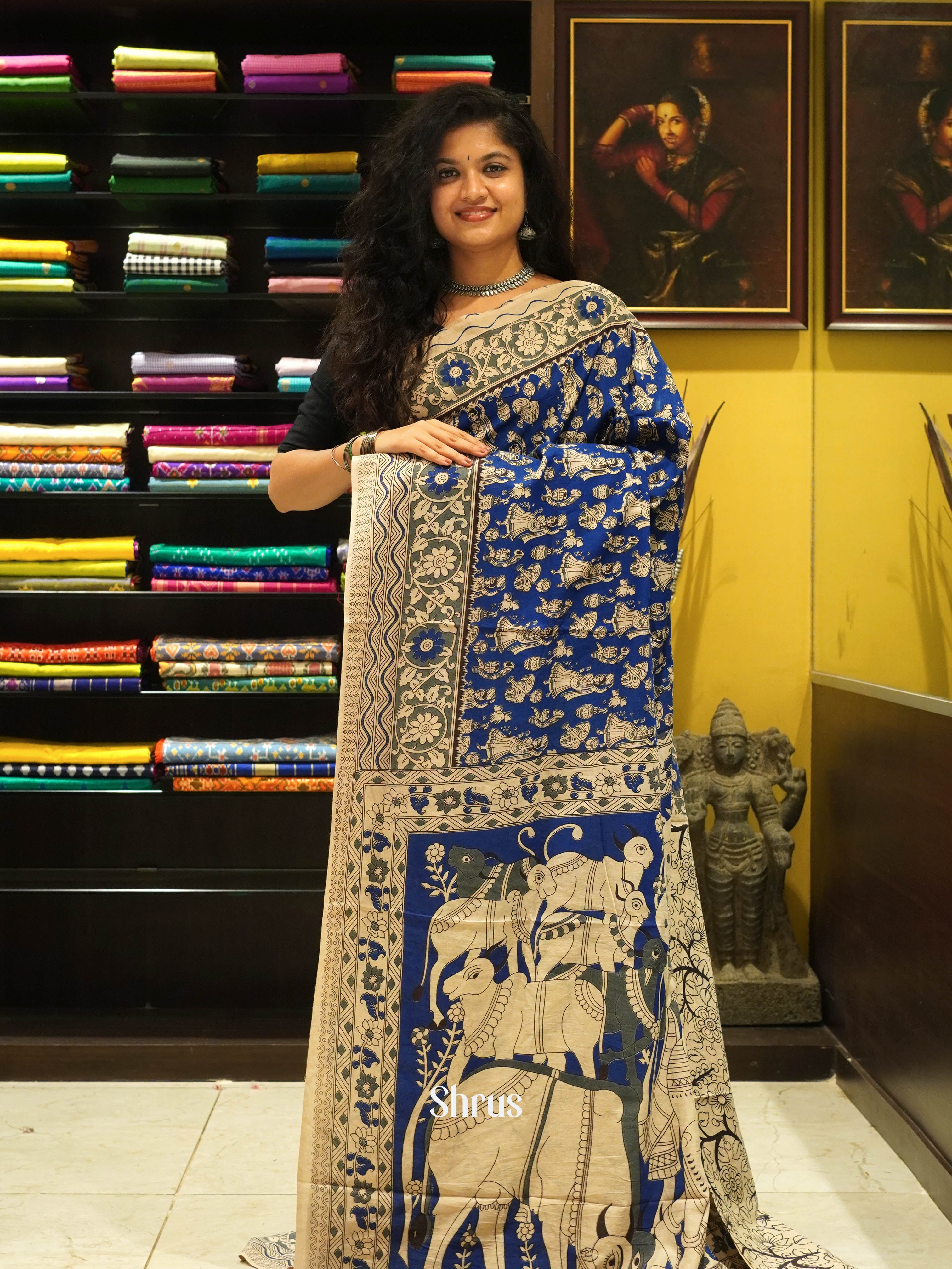 Blue & Beige - kalamkari-cotton