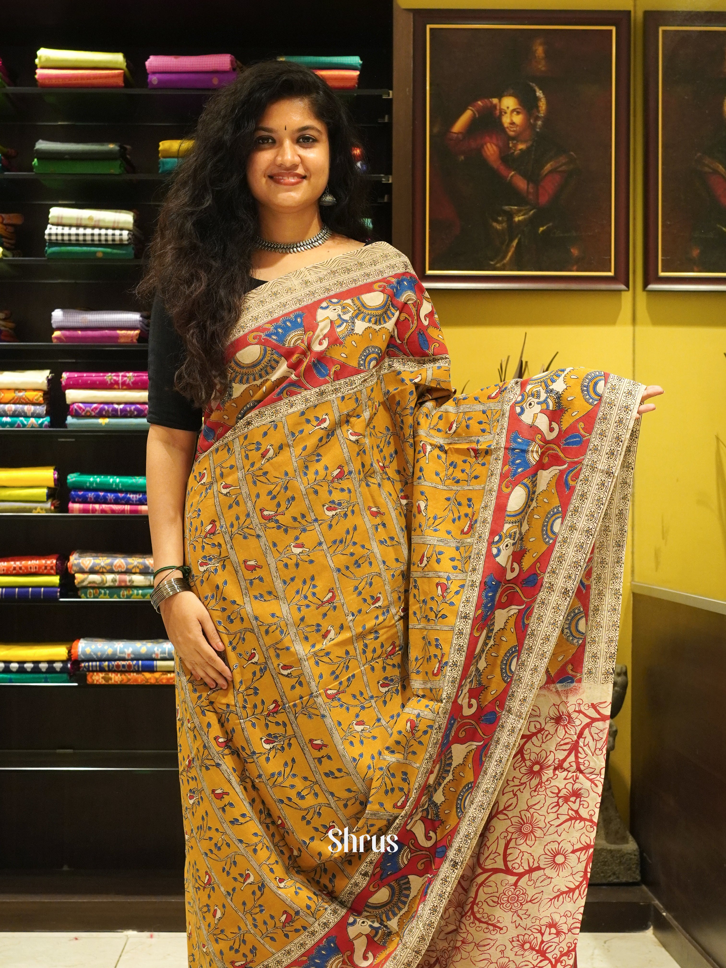 Mustard & Beige - kalamkari-cotton