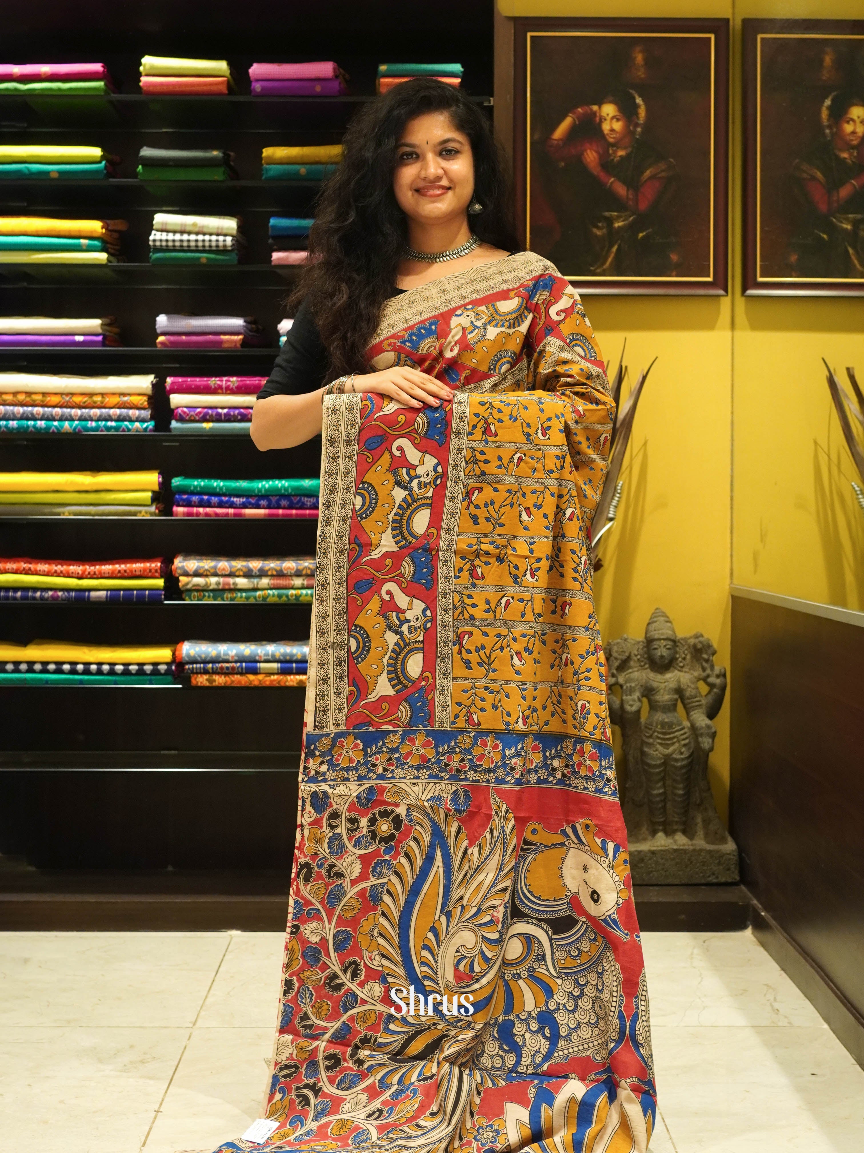 Mustard & Beige - kalamkari-cotton