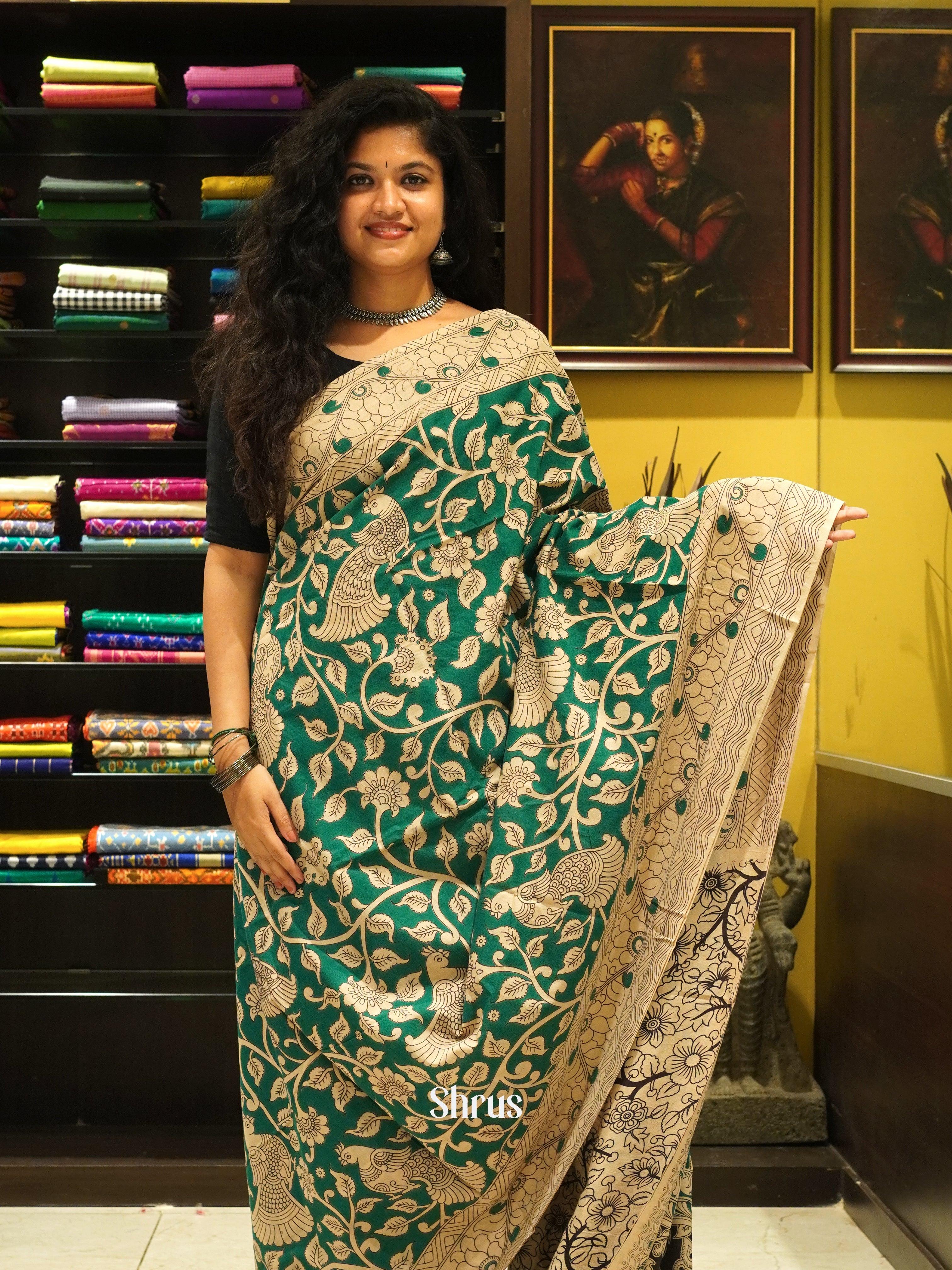 Green & Beige - kalamkari-cotton