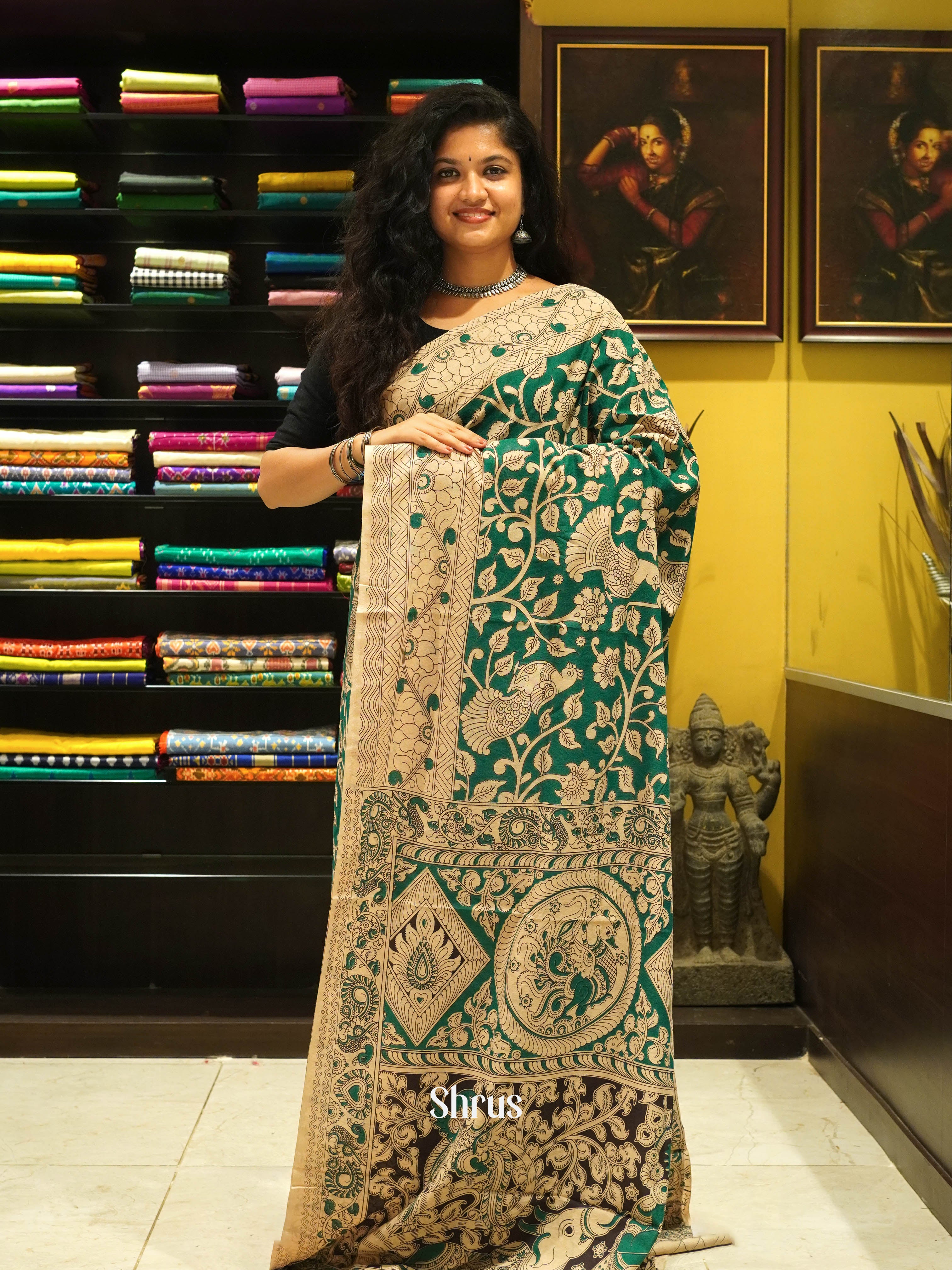 Green & Beige - kalamkari-cotton