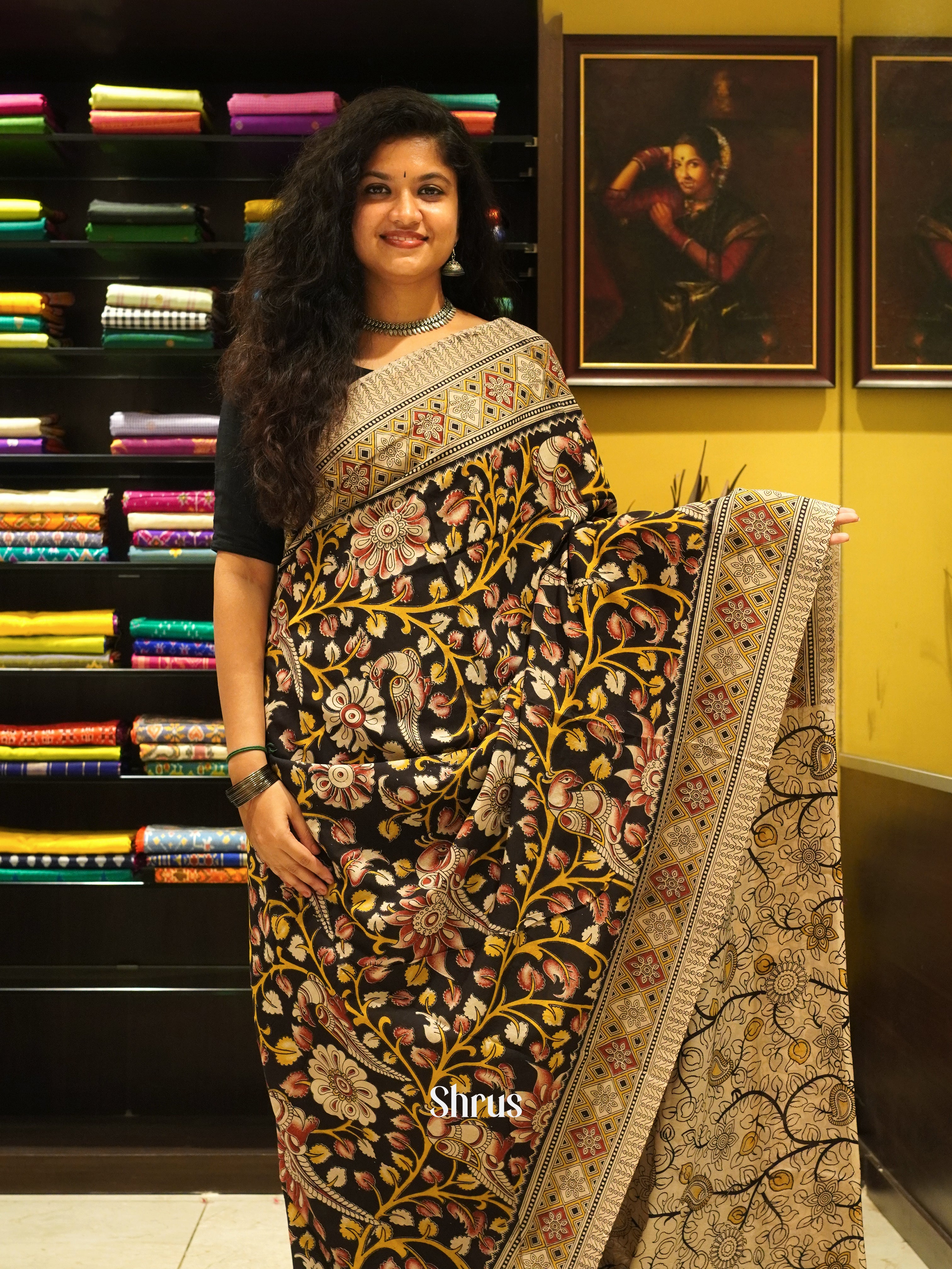 Black & Beige - kalamkari-cotton