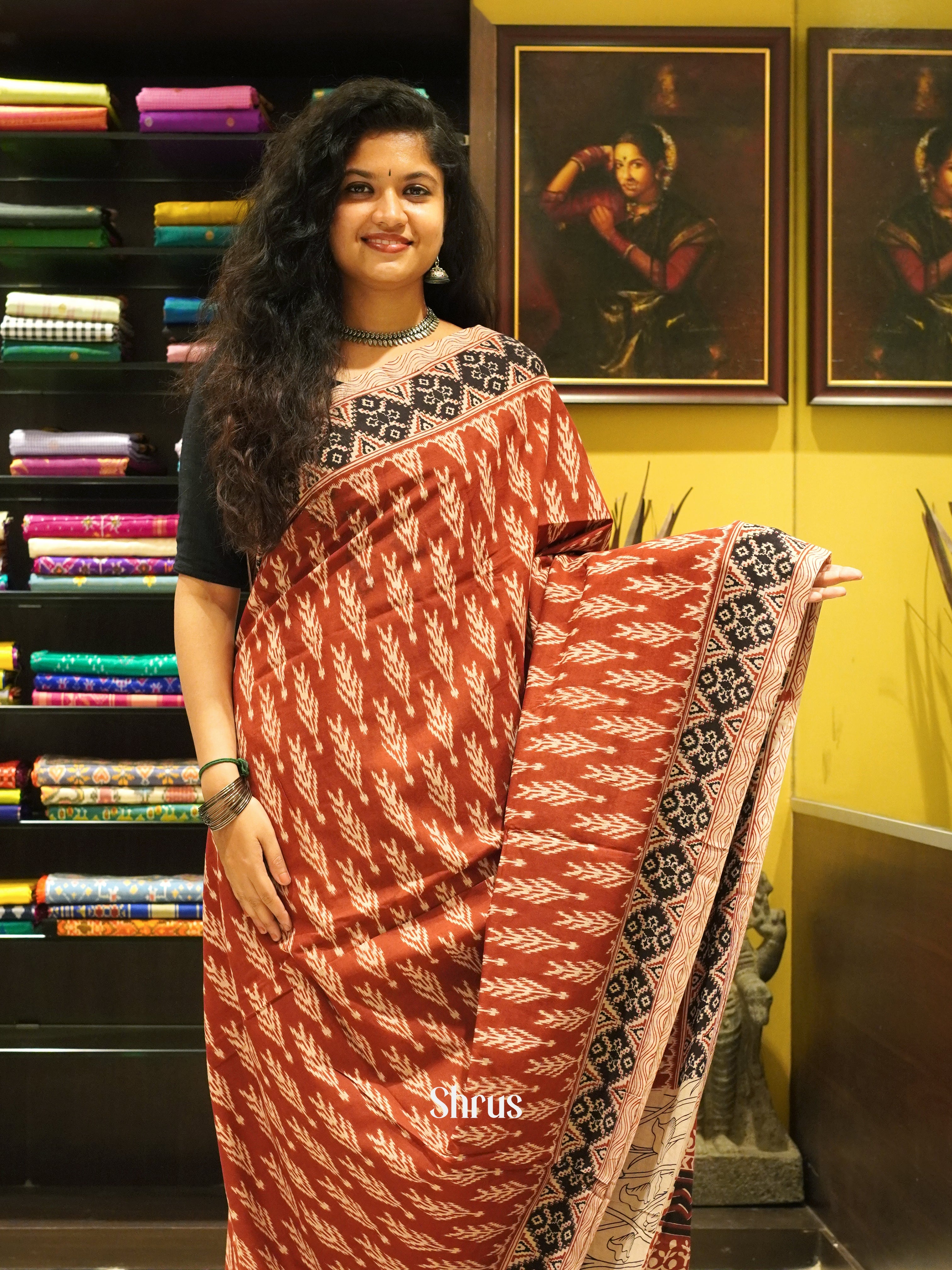 Red & Beige - kalamkari-cotton