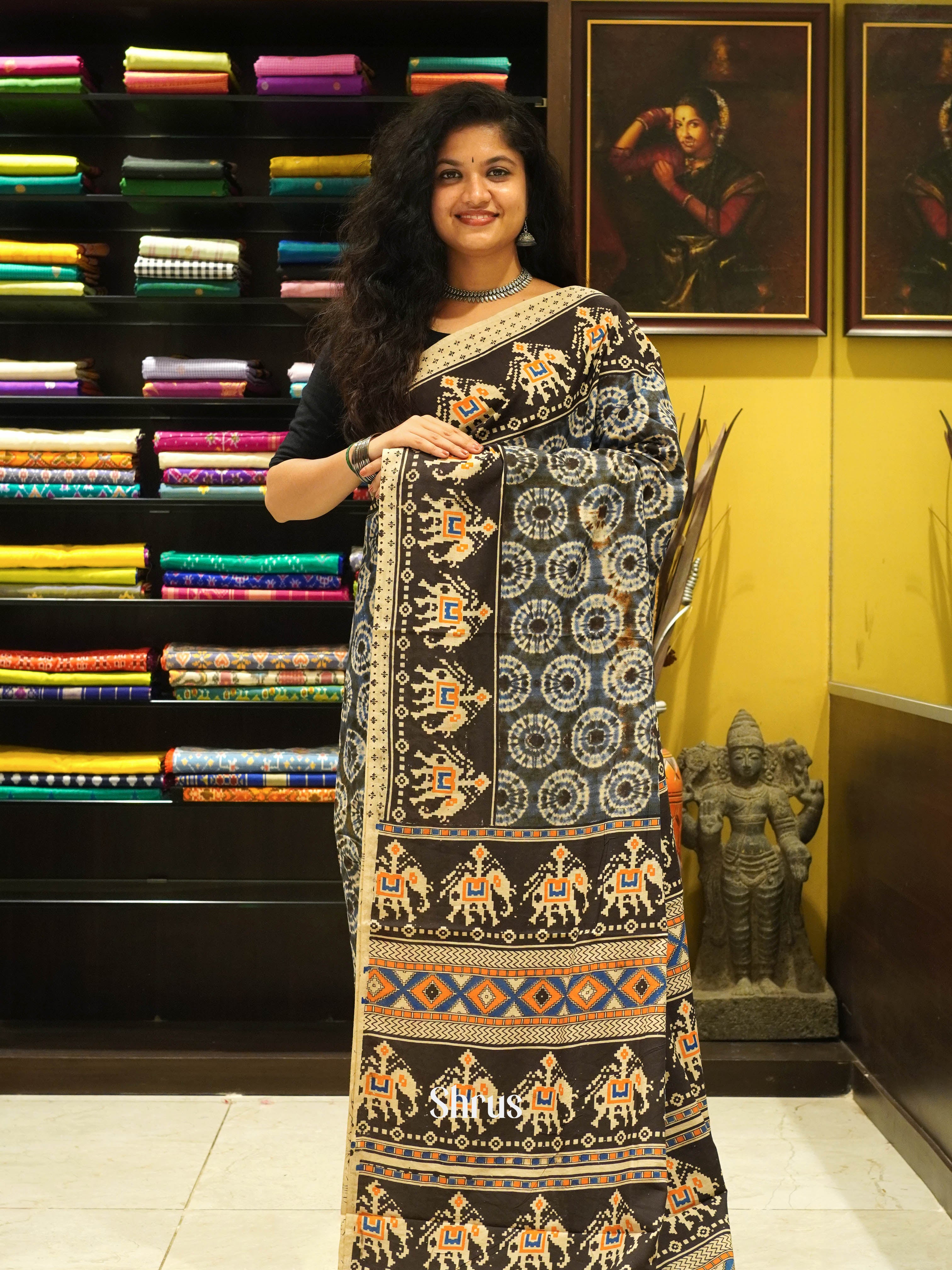 Black & Beige - kalamkari-cotton