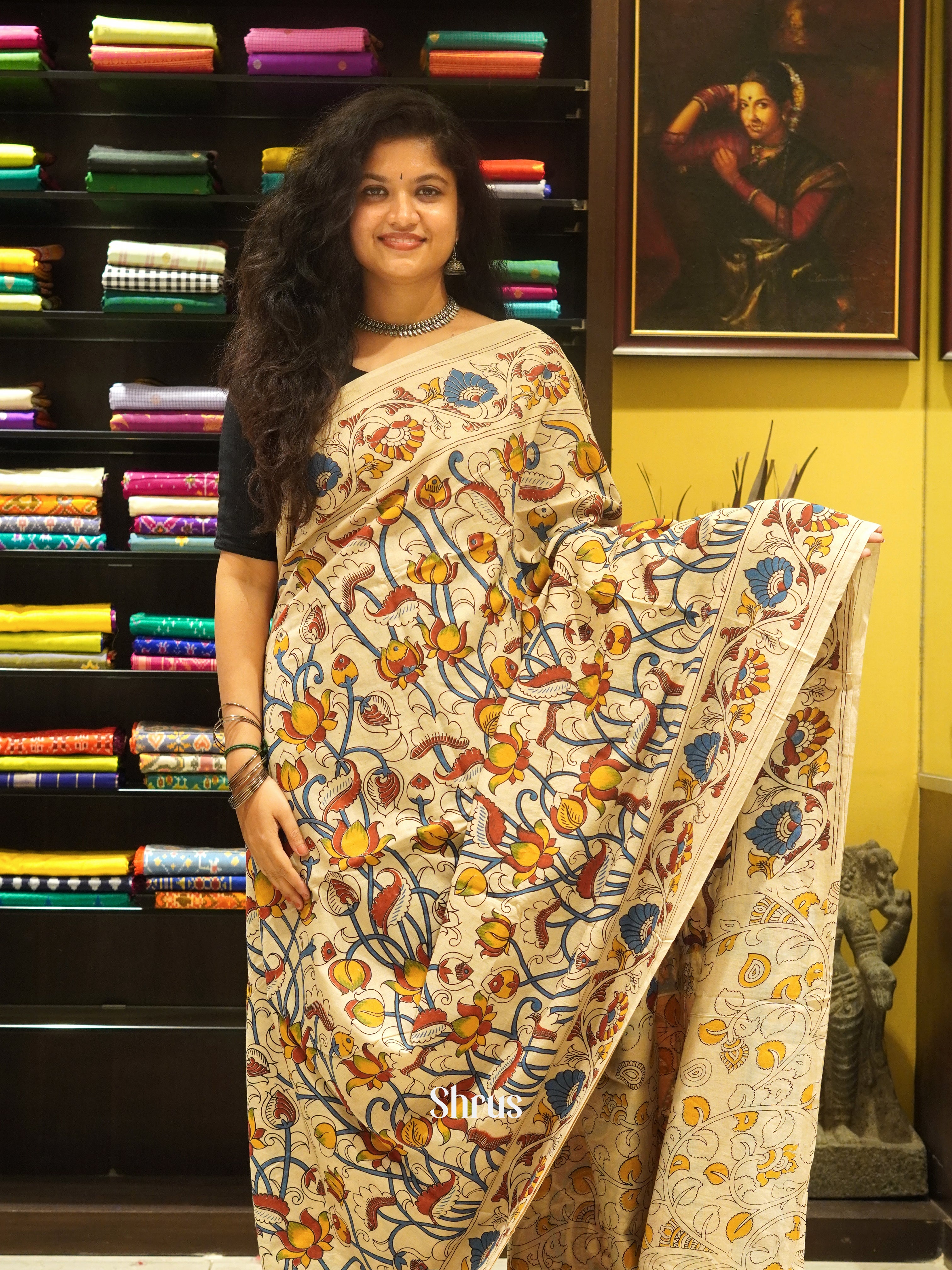 Beige & Mustard - kalamkari-cotton