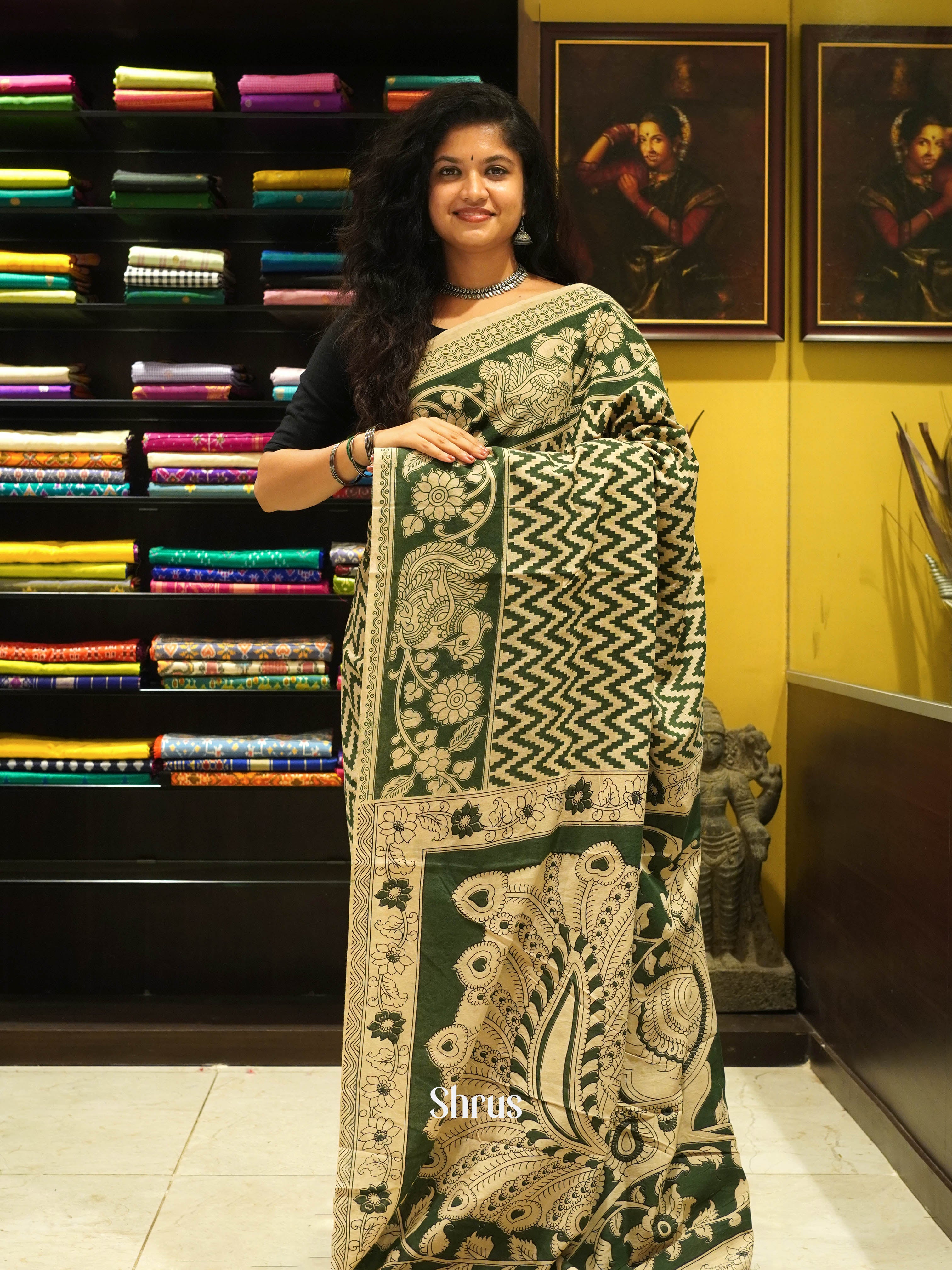 Green & Beige - kalamkari-cotton