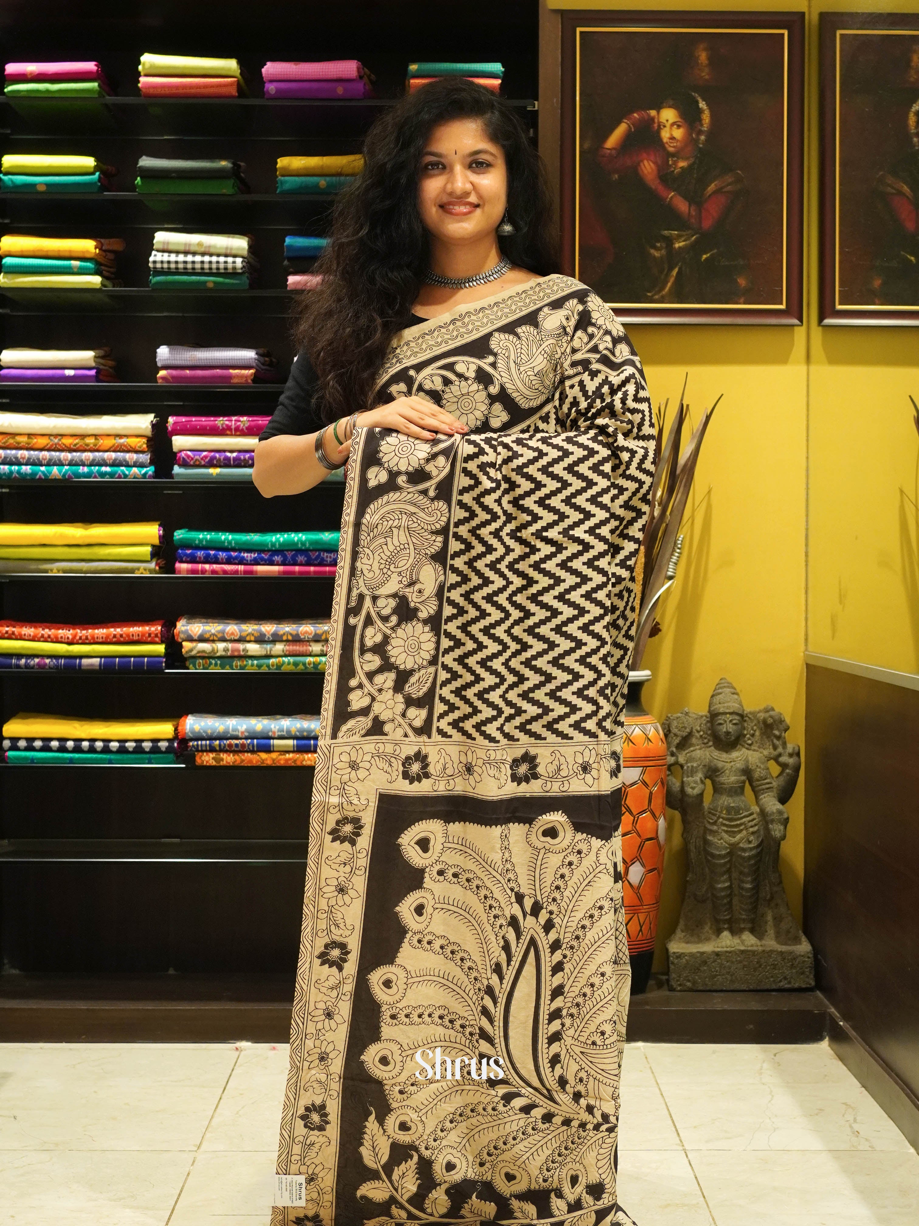 Black & Beige - kalamkari-cotton