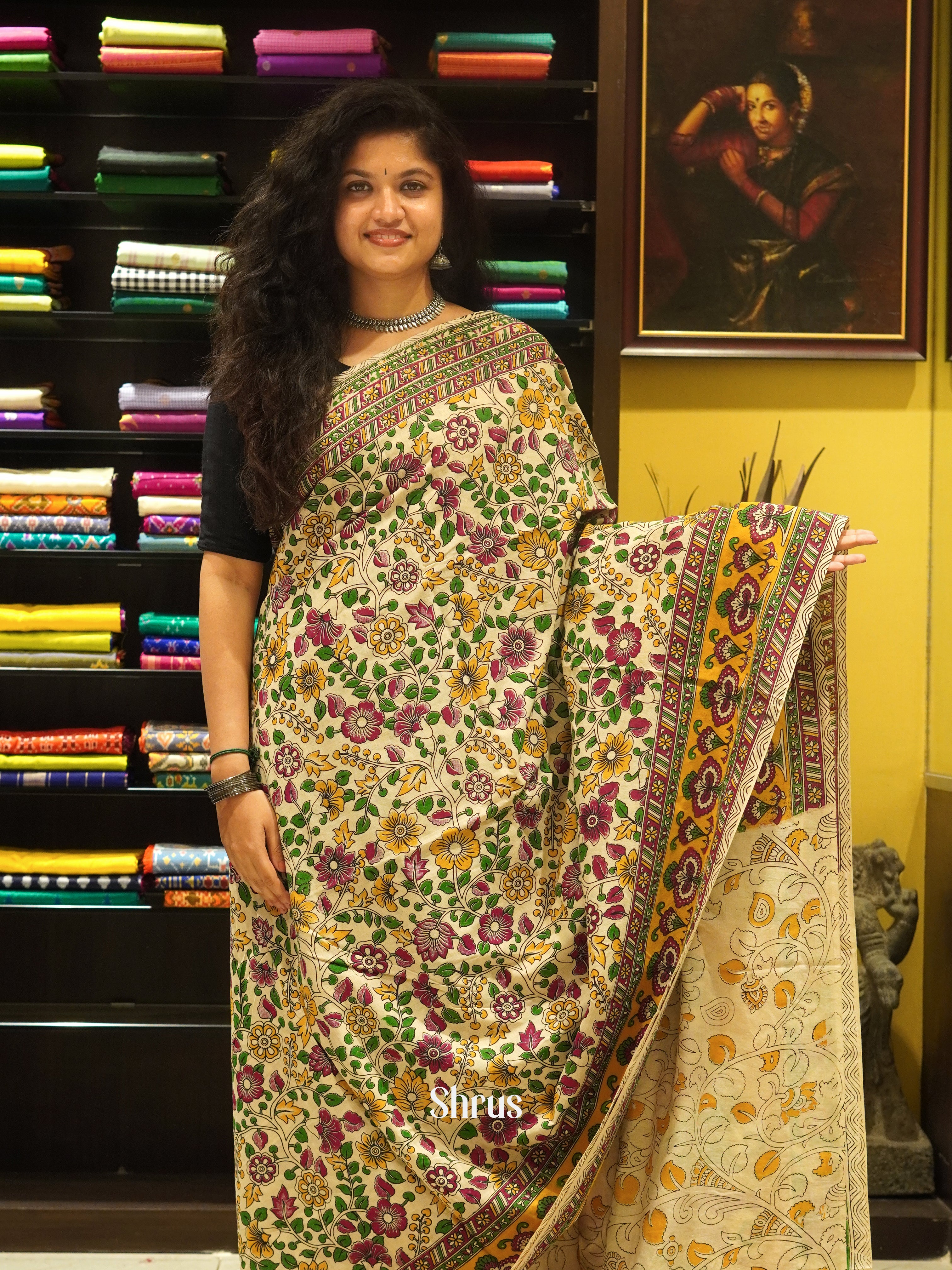 Beige & Yellow - kalamkari-cotton