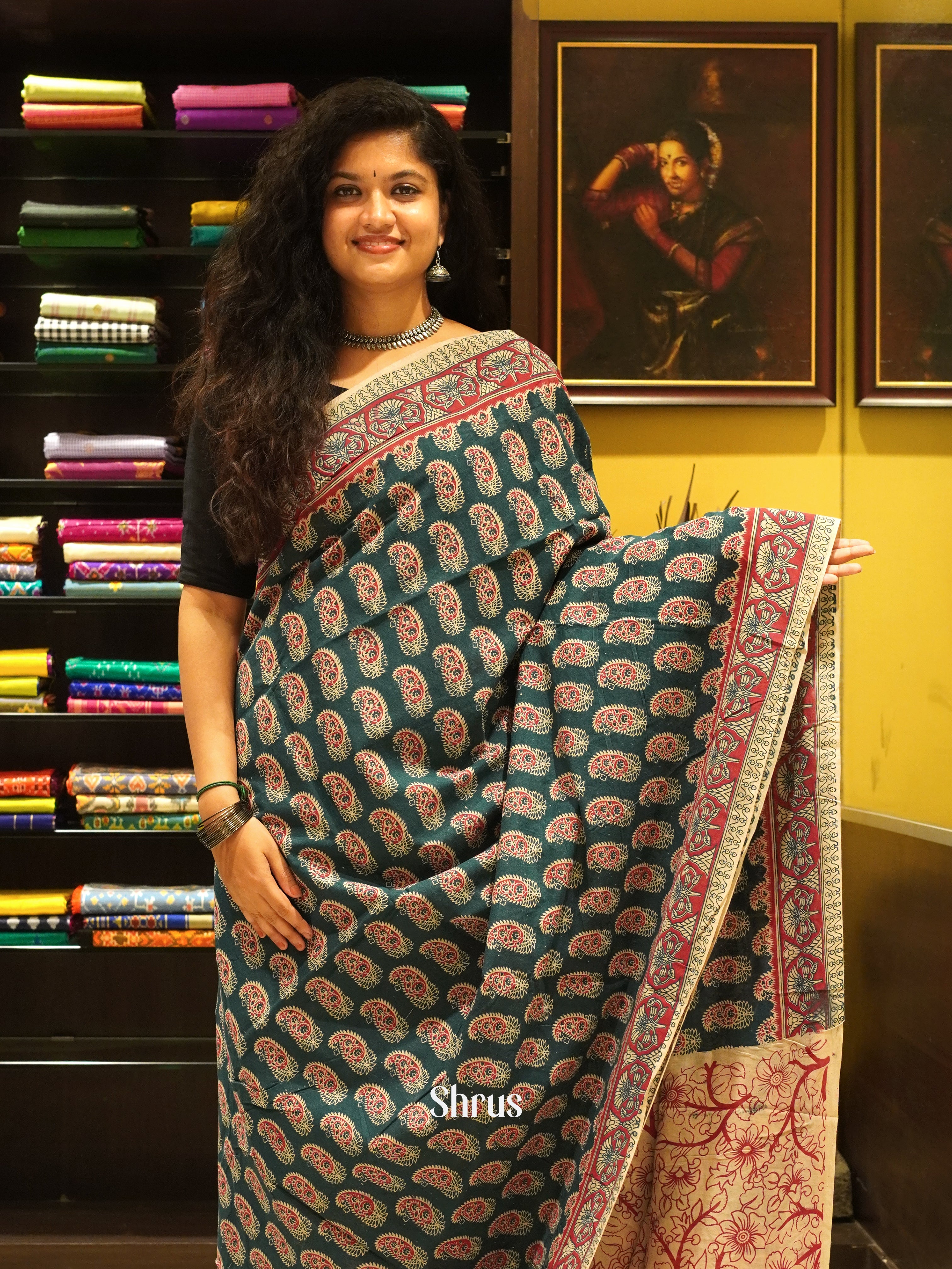 Blue & Majenta - kalamkari-cotton