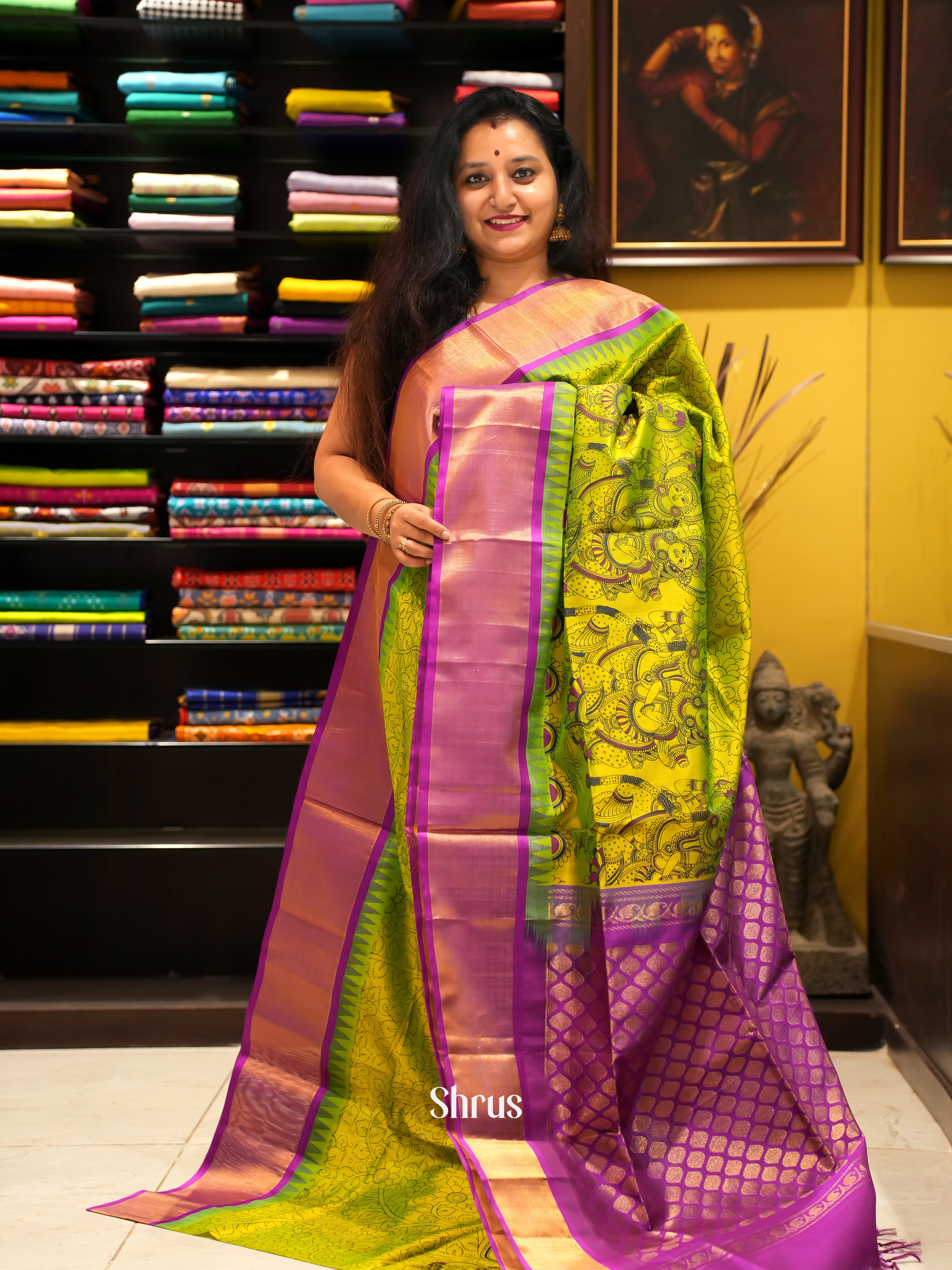 Green & Purple - Silk Cotton Saree