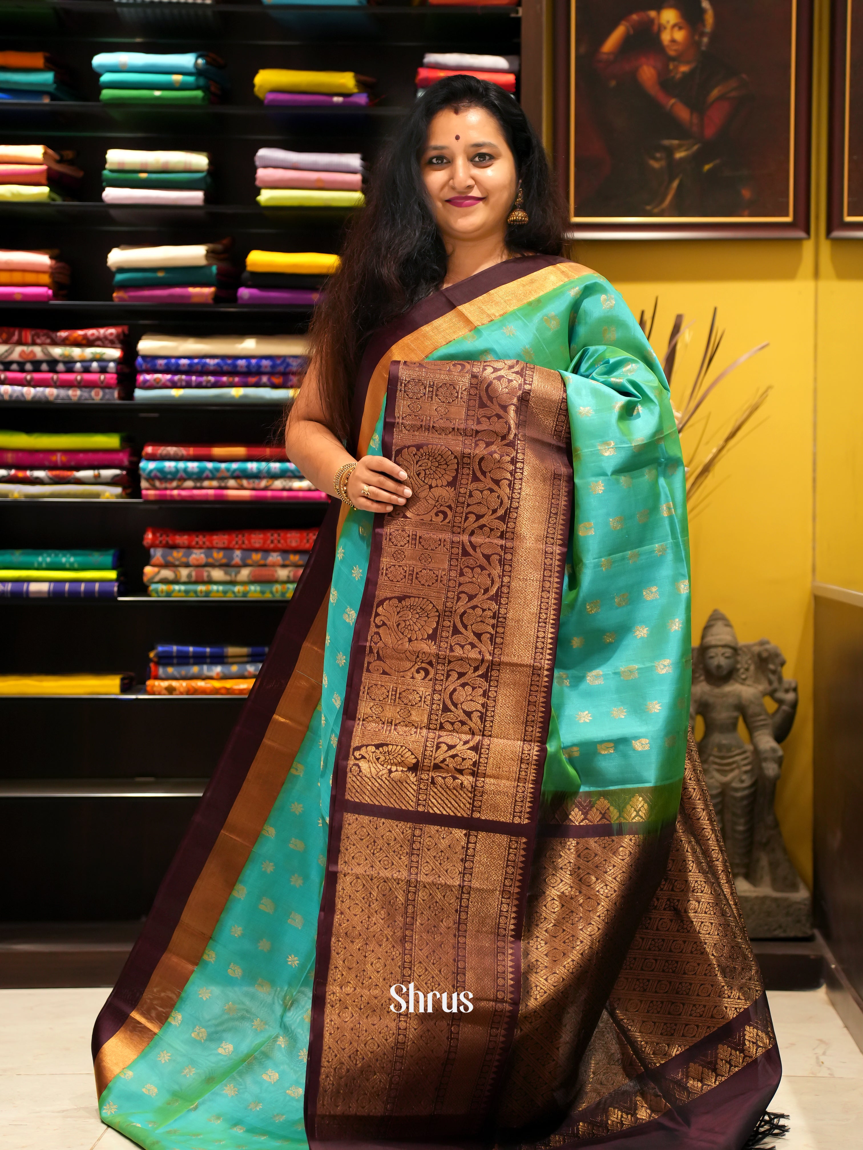 Green & Brown - Silk Cotton Saree