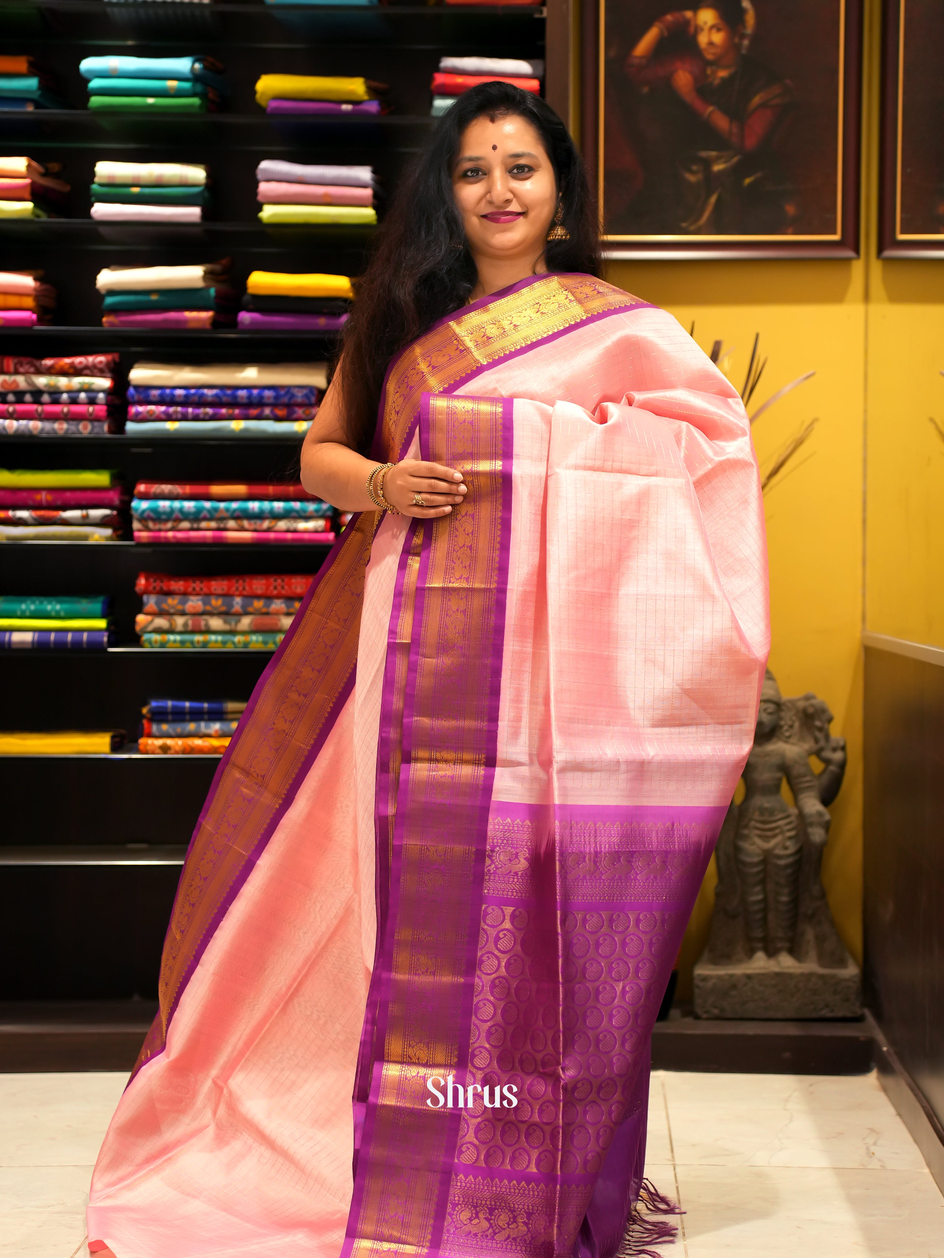 Pink & Purple - Silk Cotton  Saree