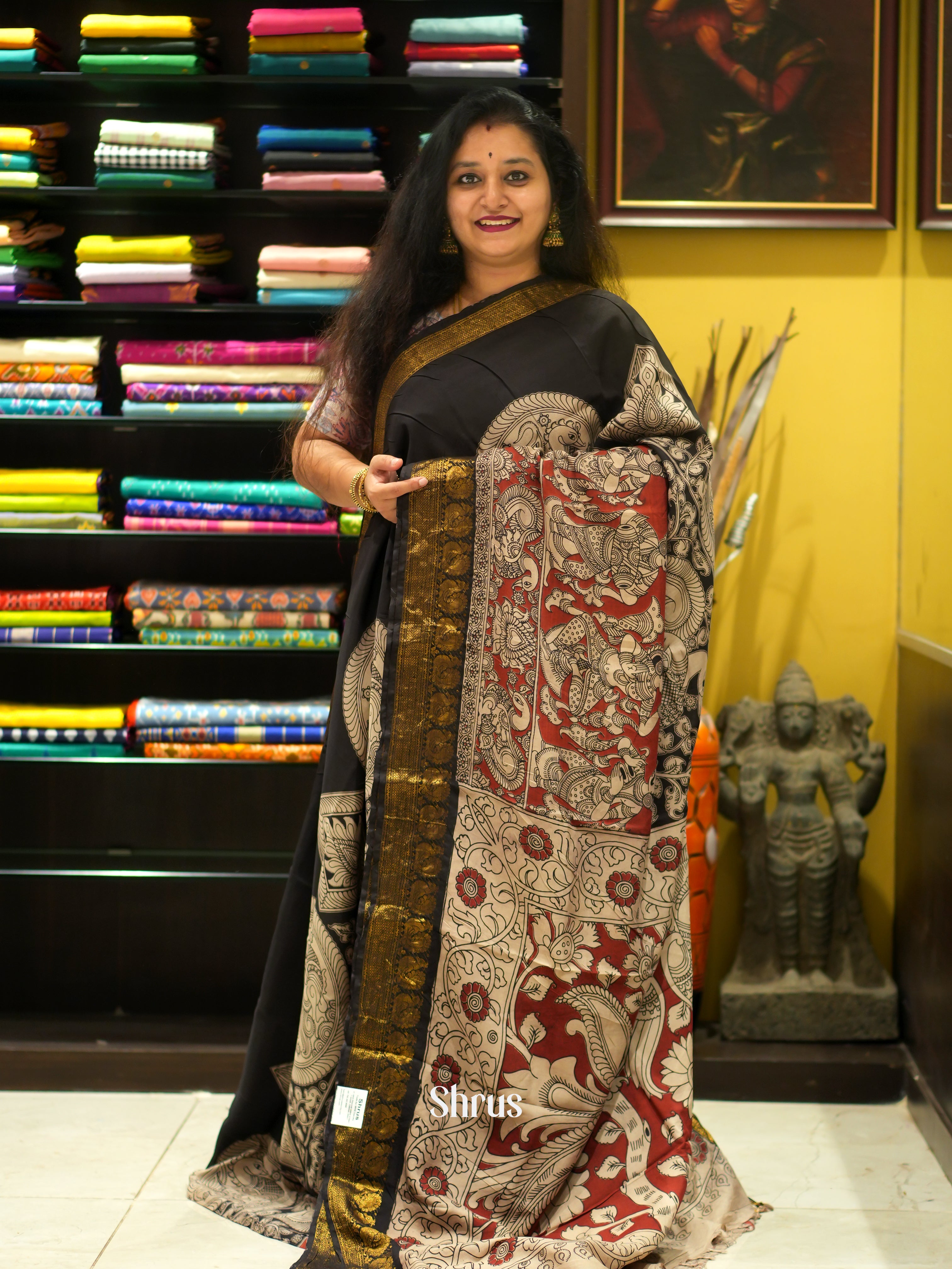 Black & Cream - chennur-kalamkari  Saree