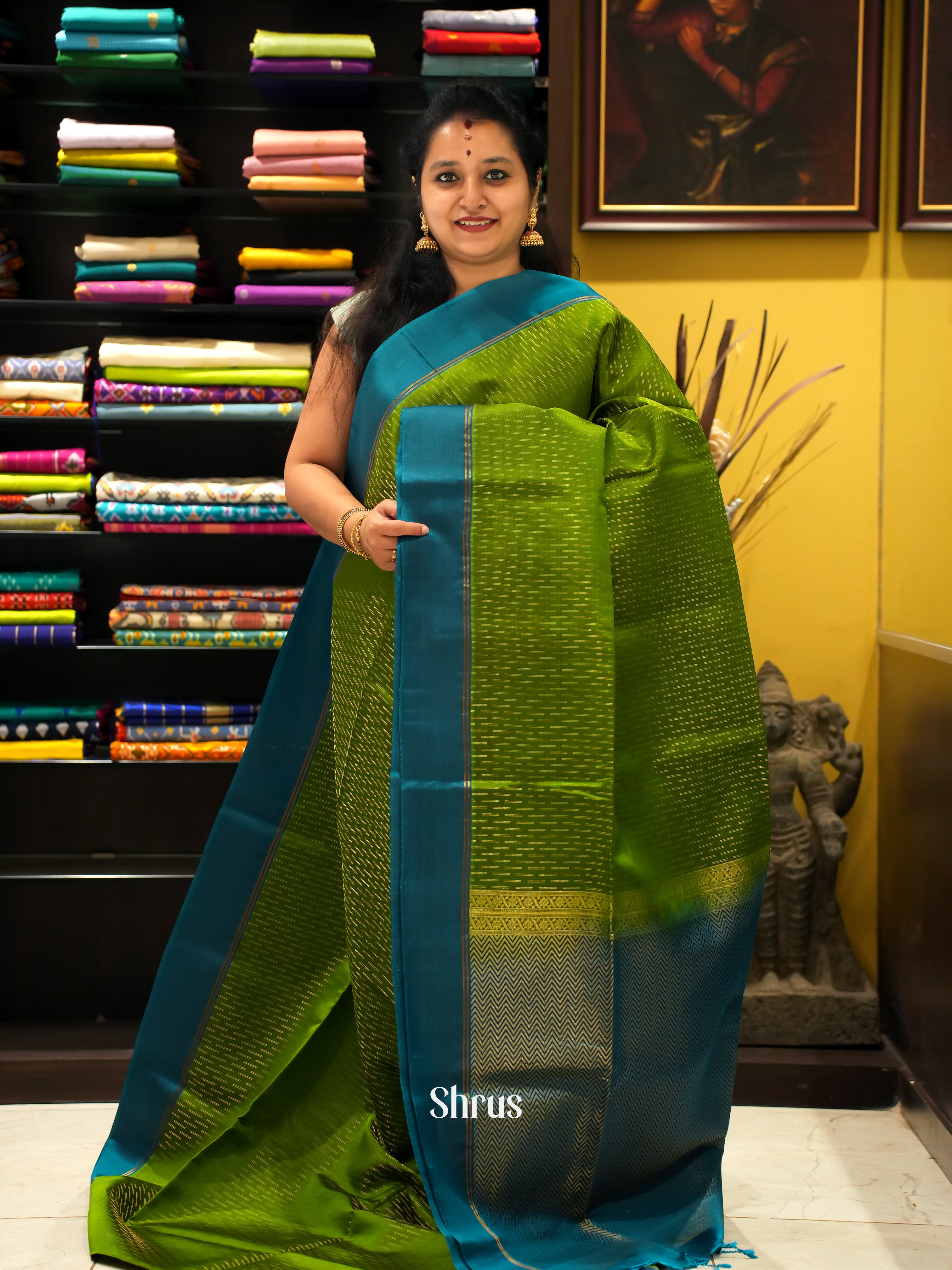 Green & Blue - Soft Silk Saree