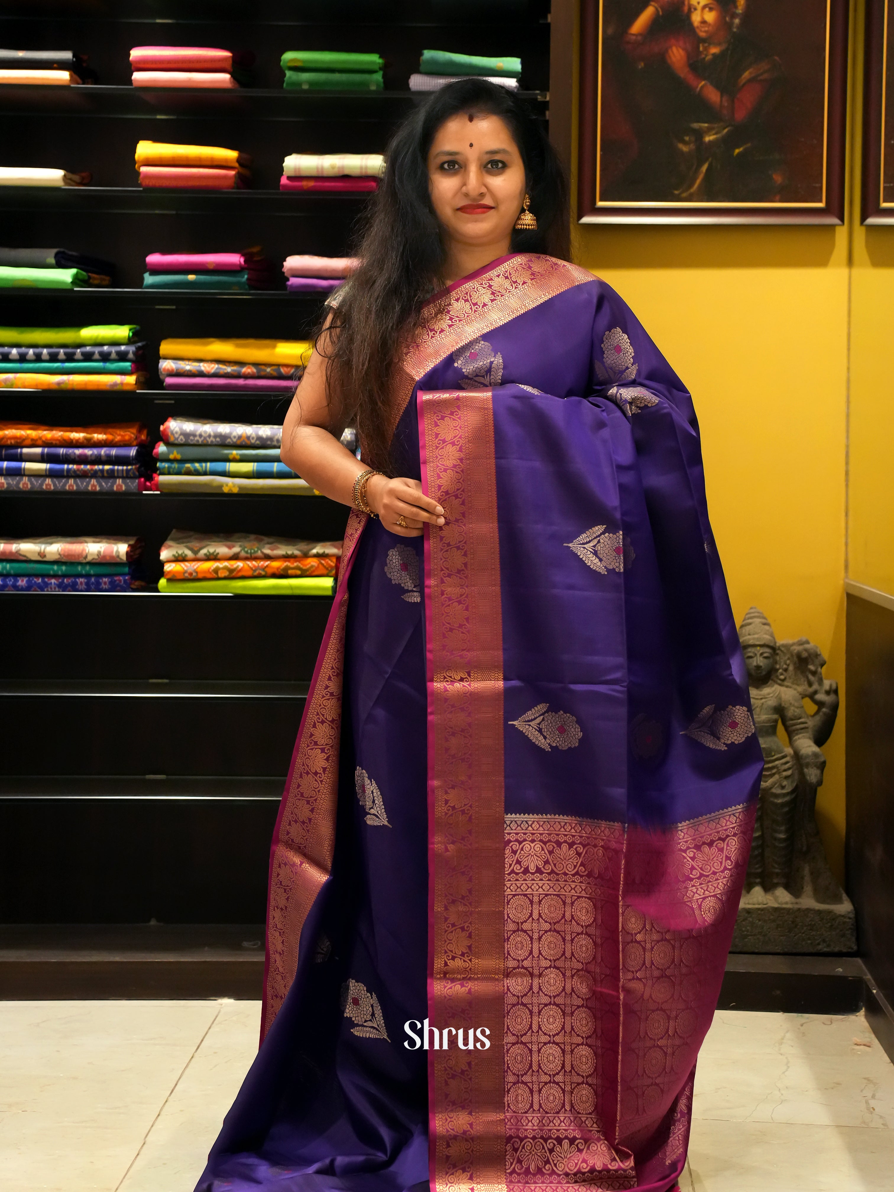 Violet & Purple - Soft Silk Saree