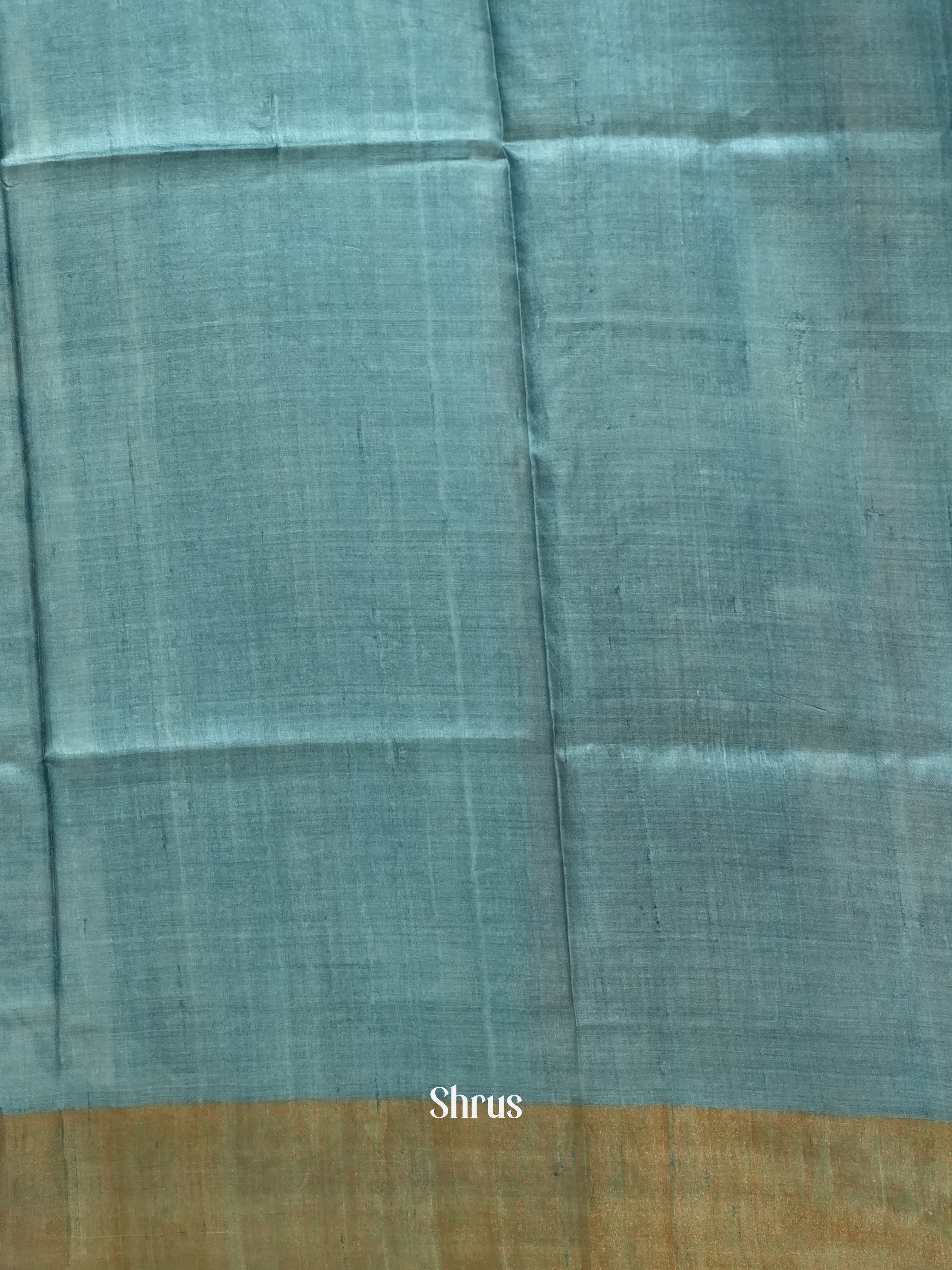 Cream & Blue - Tussar Saree