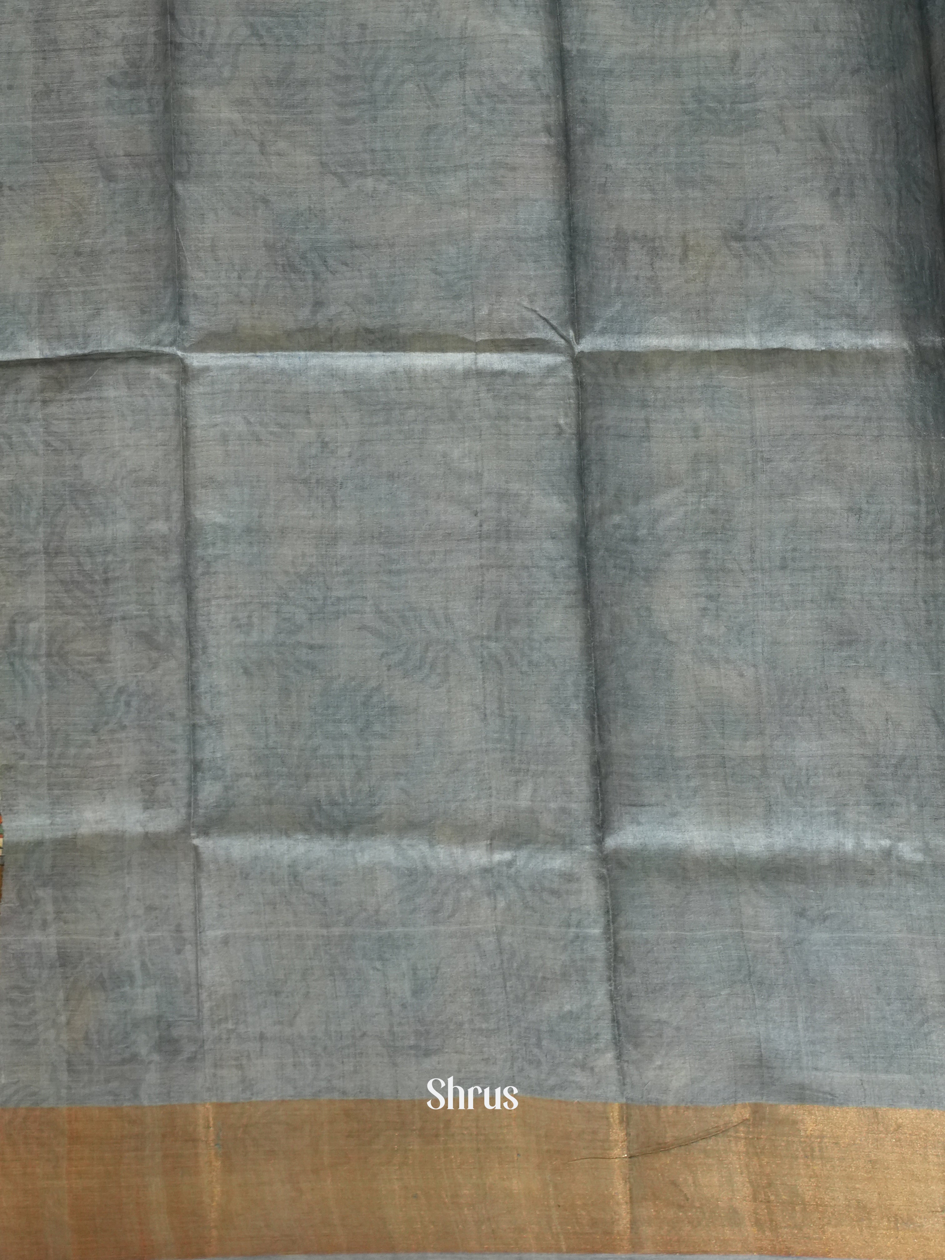 Brown & Grey - Tussar Saree