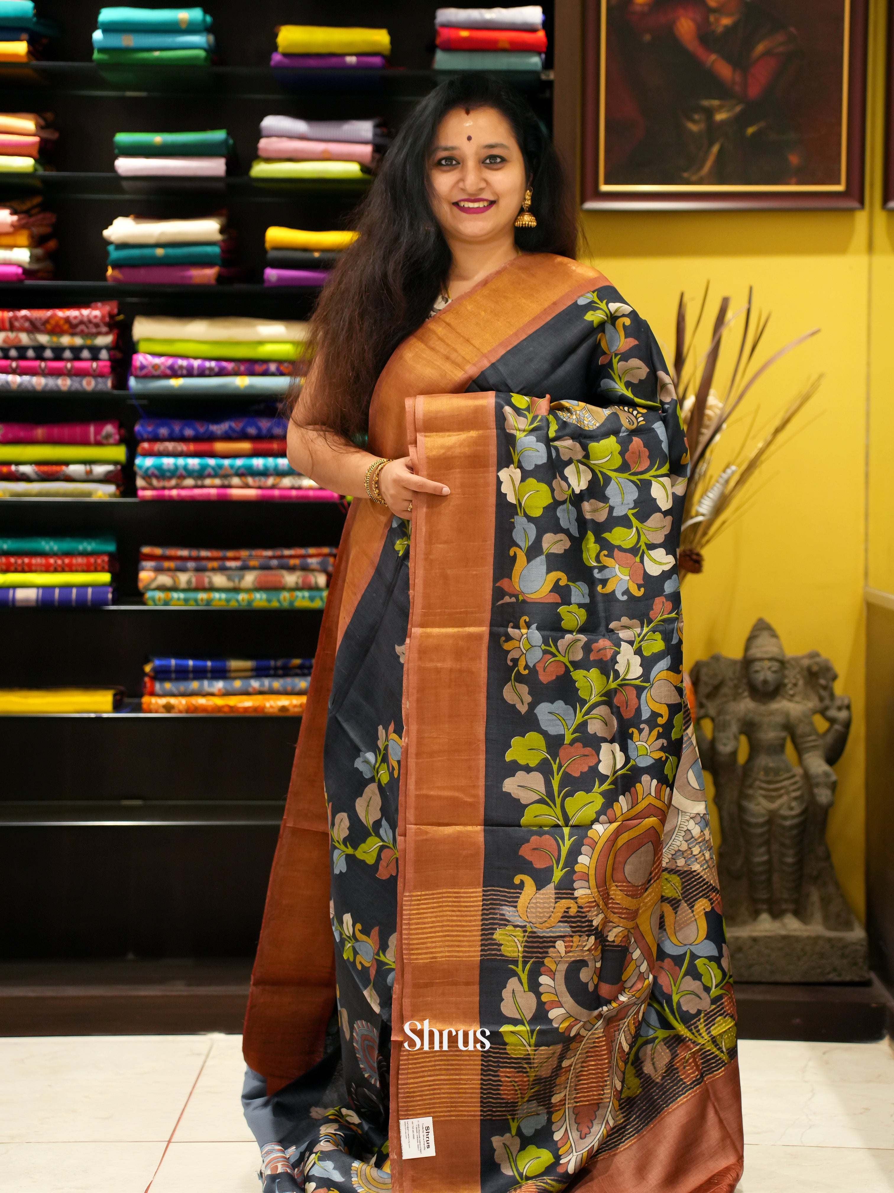 Black & Brown - Tussar Saree