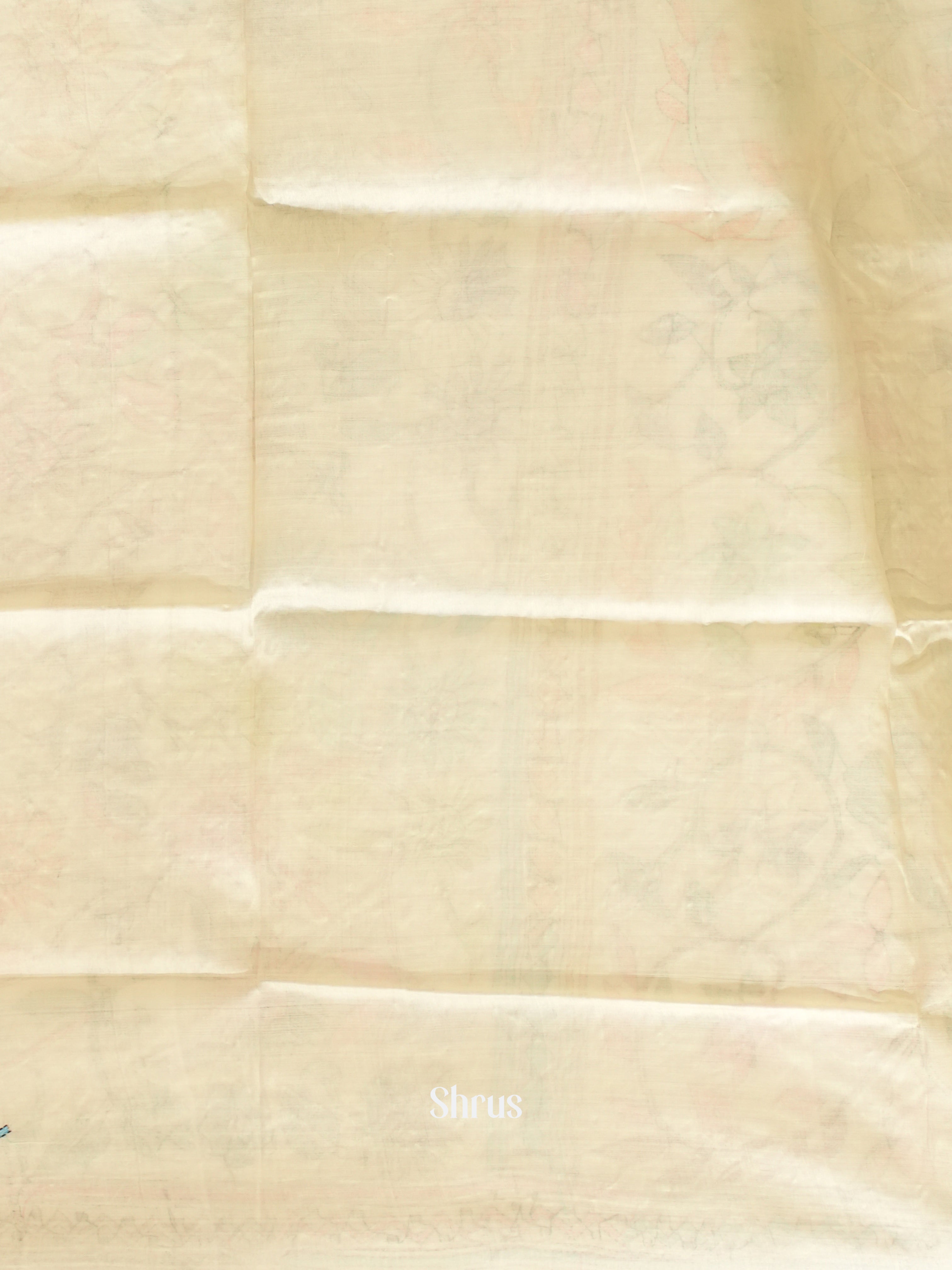 Cream(Single Tone) - Tussar Saree with Kantha Stitch