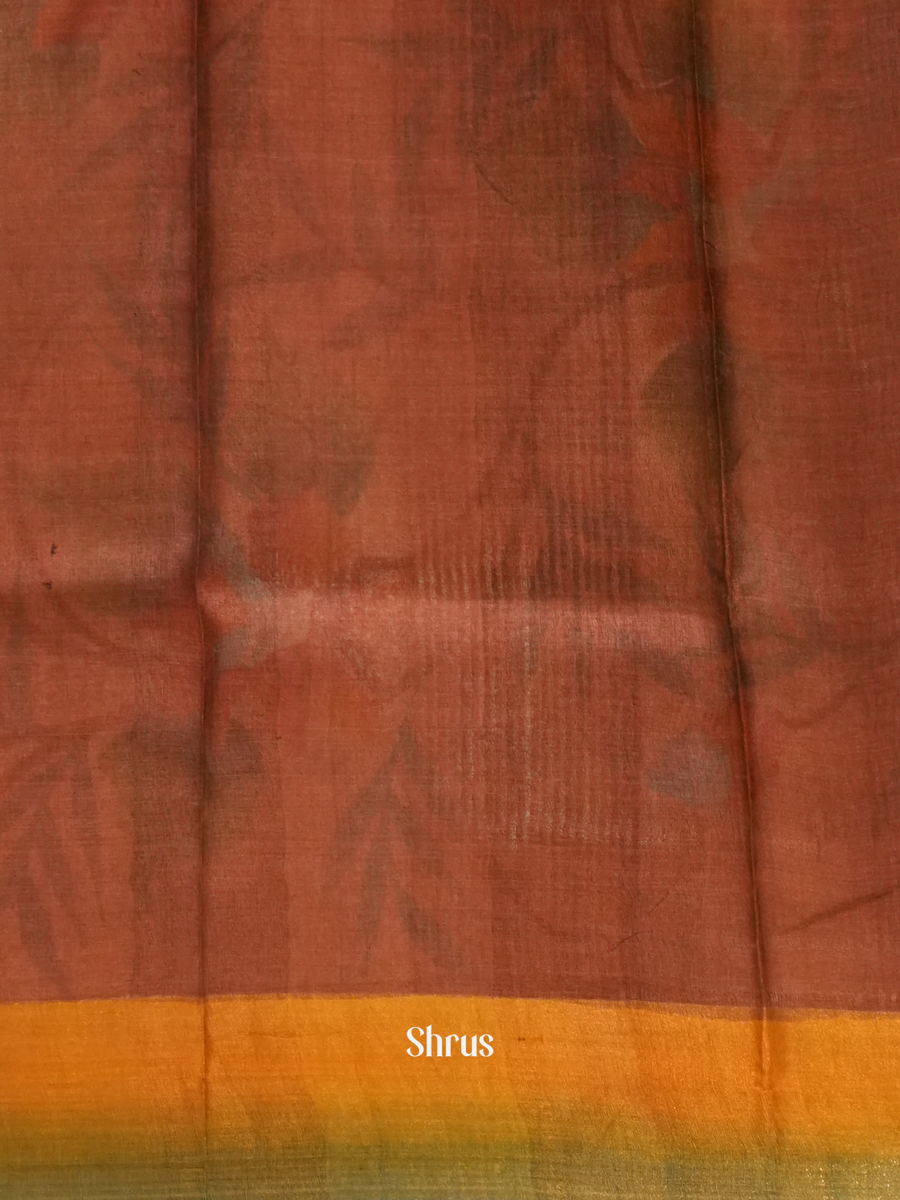 Orange & Brown - Tussar Saree