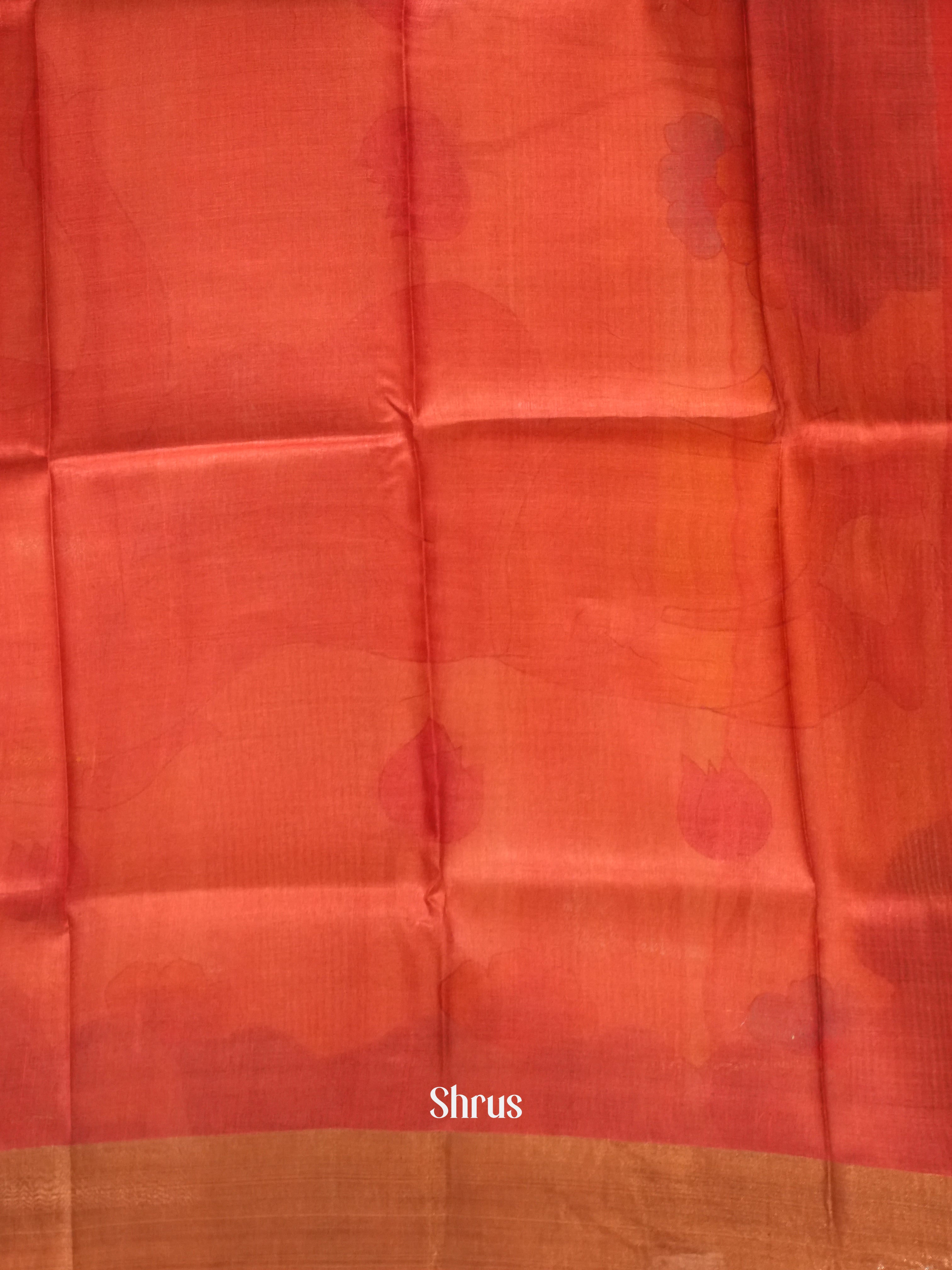 Green & Red  - Tussar Saree