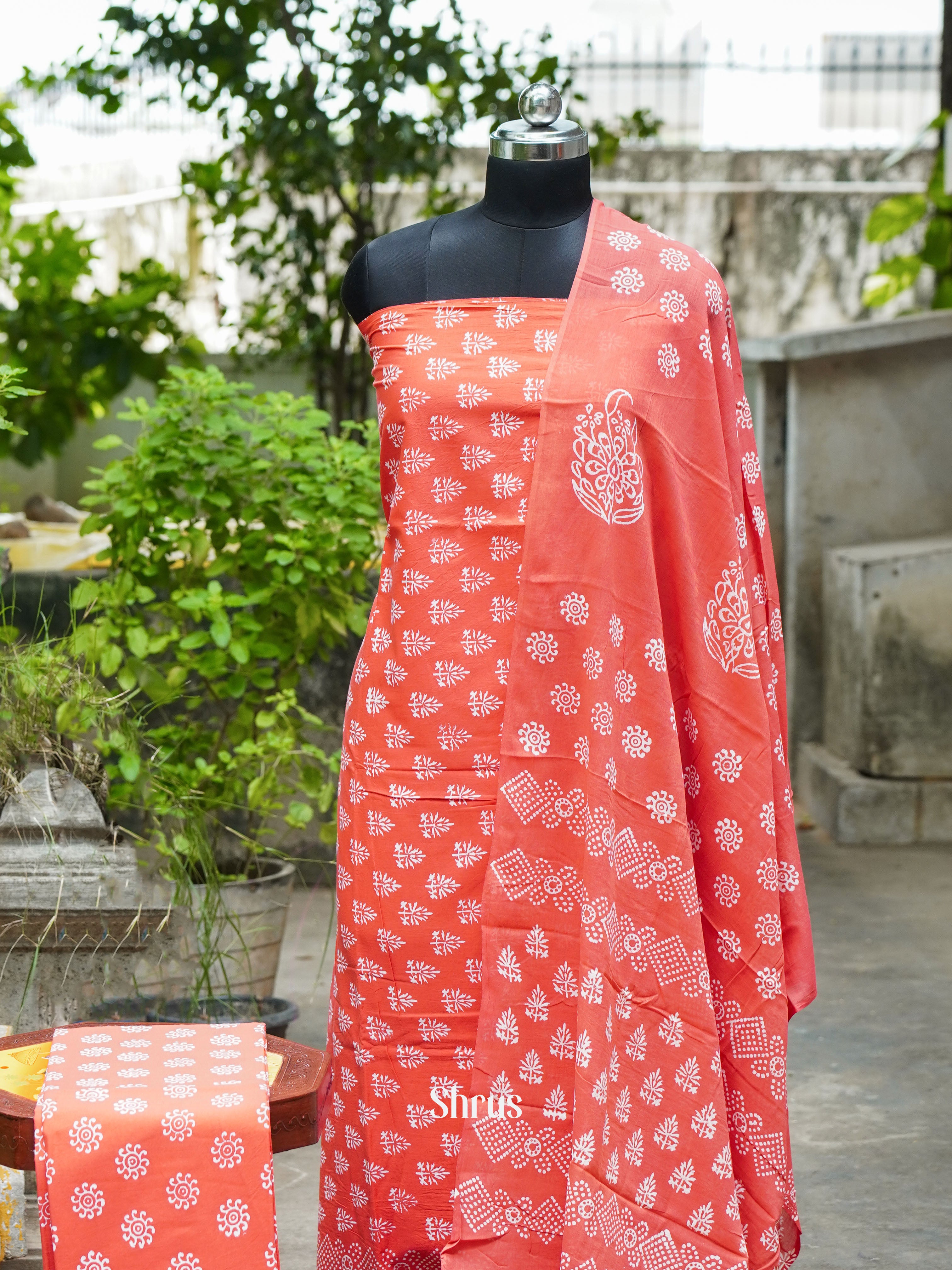 Orange - Cotton salwar